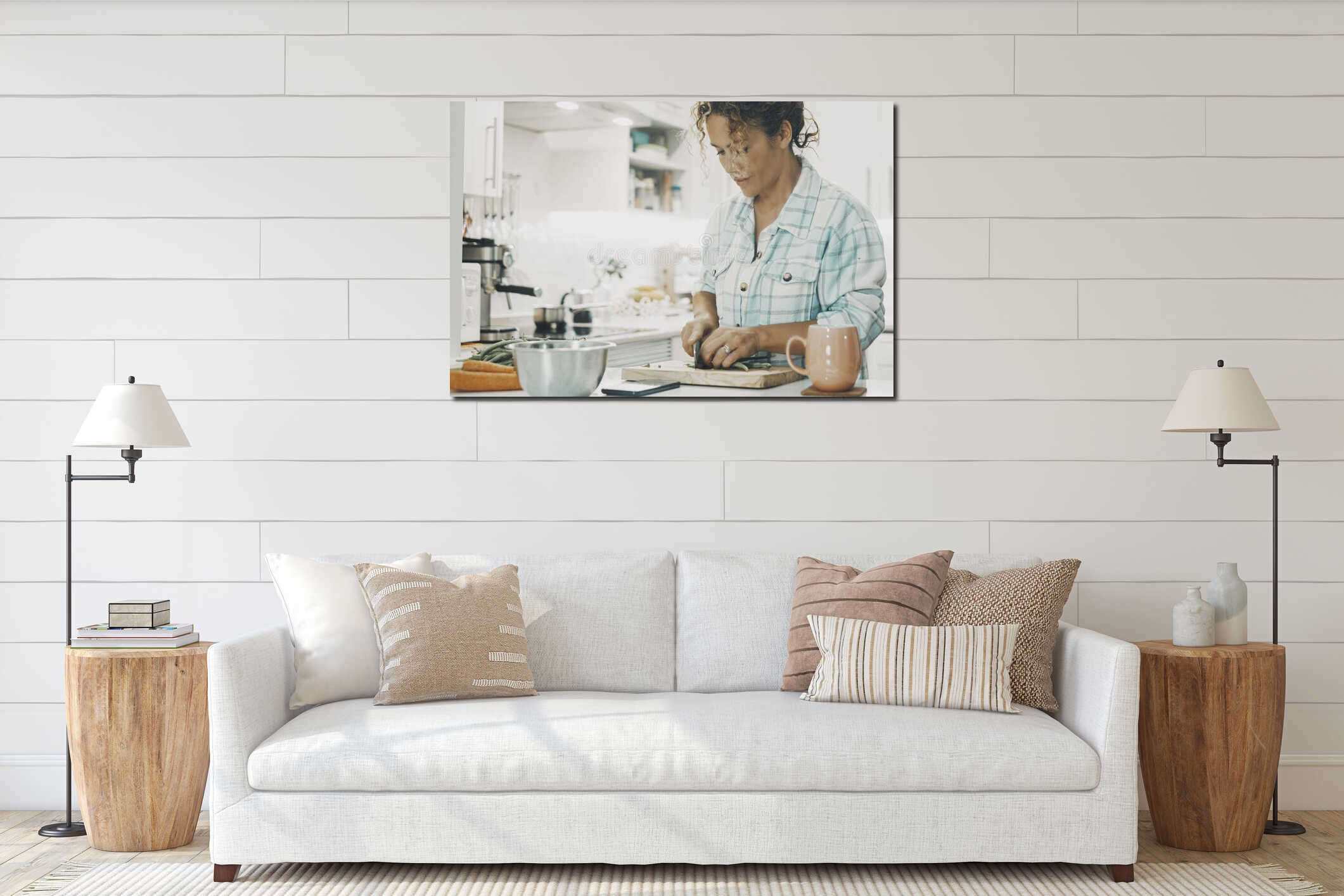 Canvas hanging interior mockup