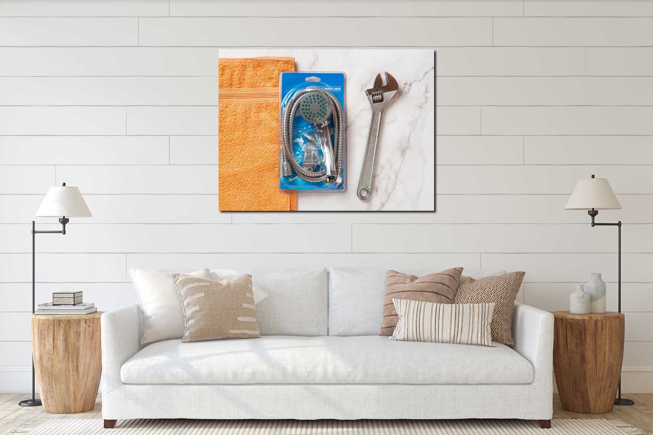 Canvas hanging interior mockup