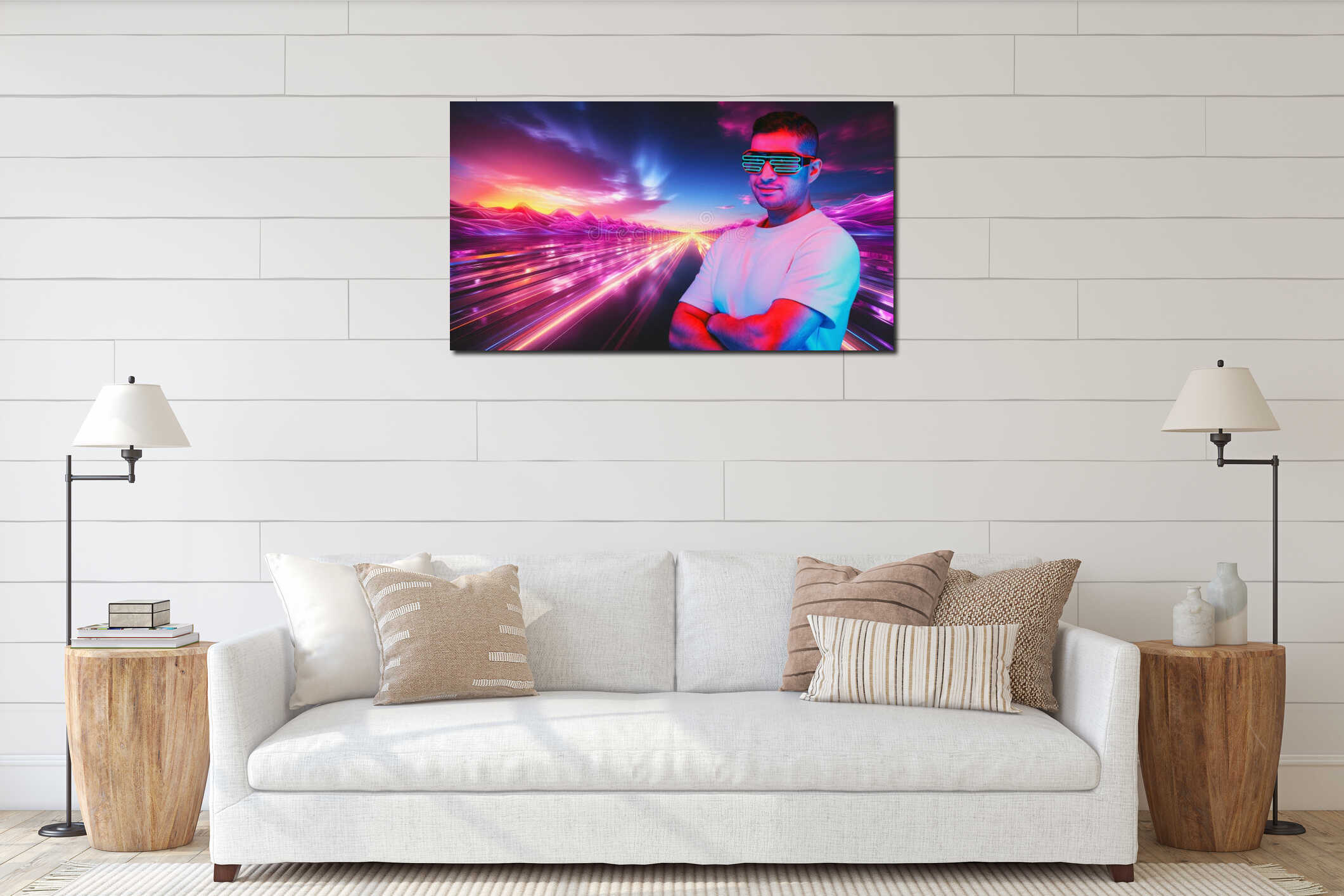 Canvas hanging interior mockup