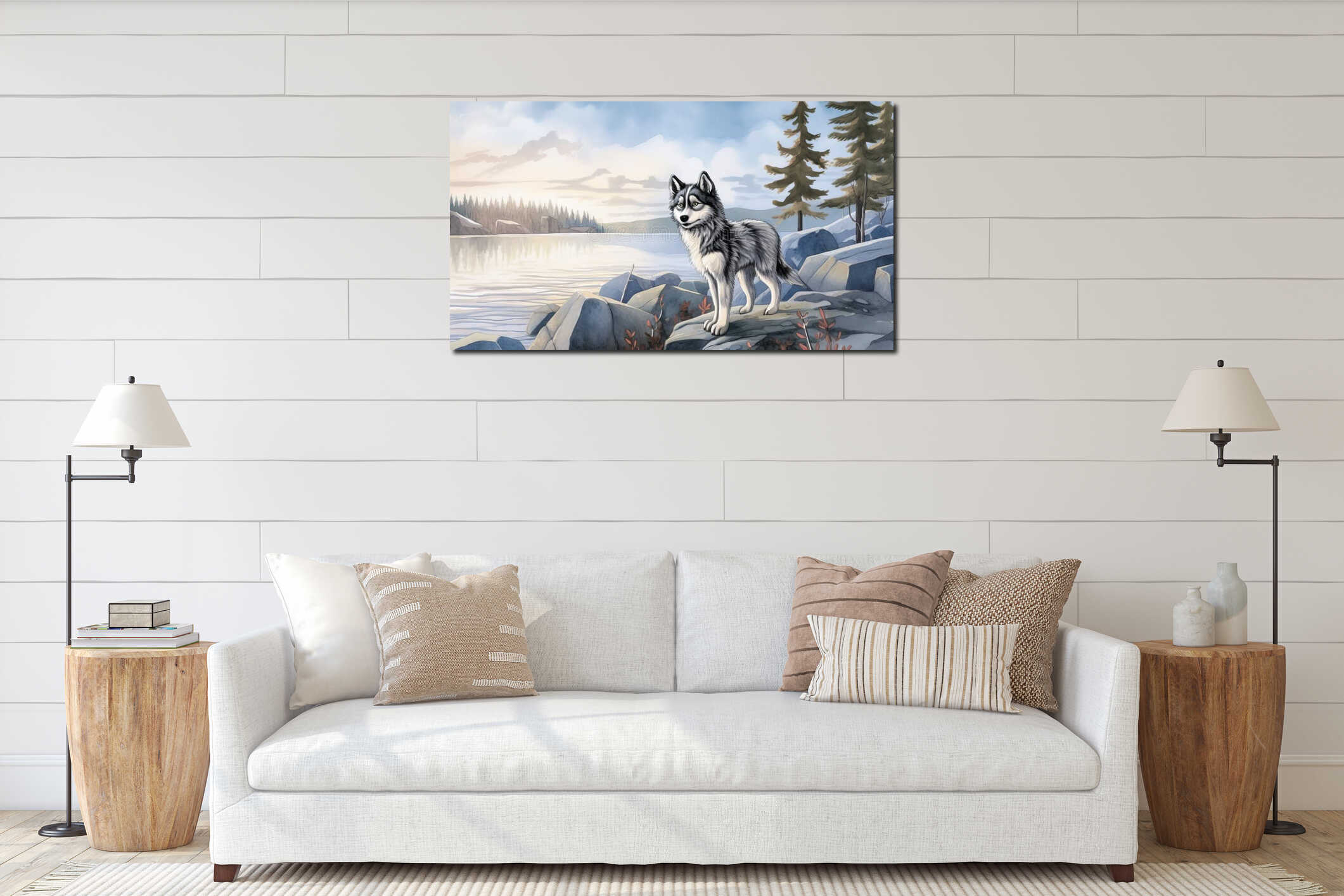 Canvas hanging interior mockup