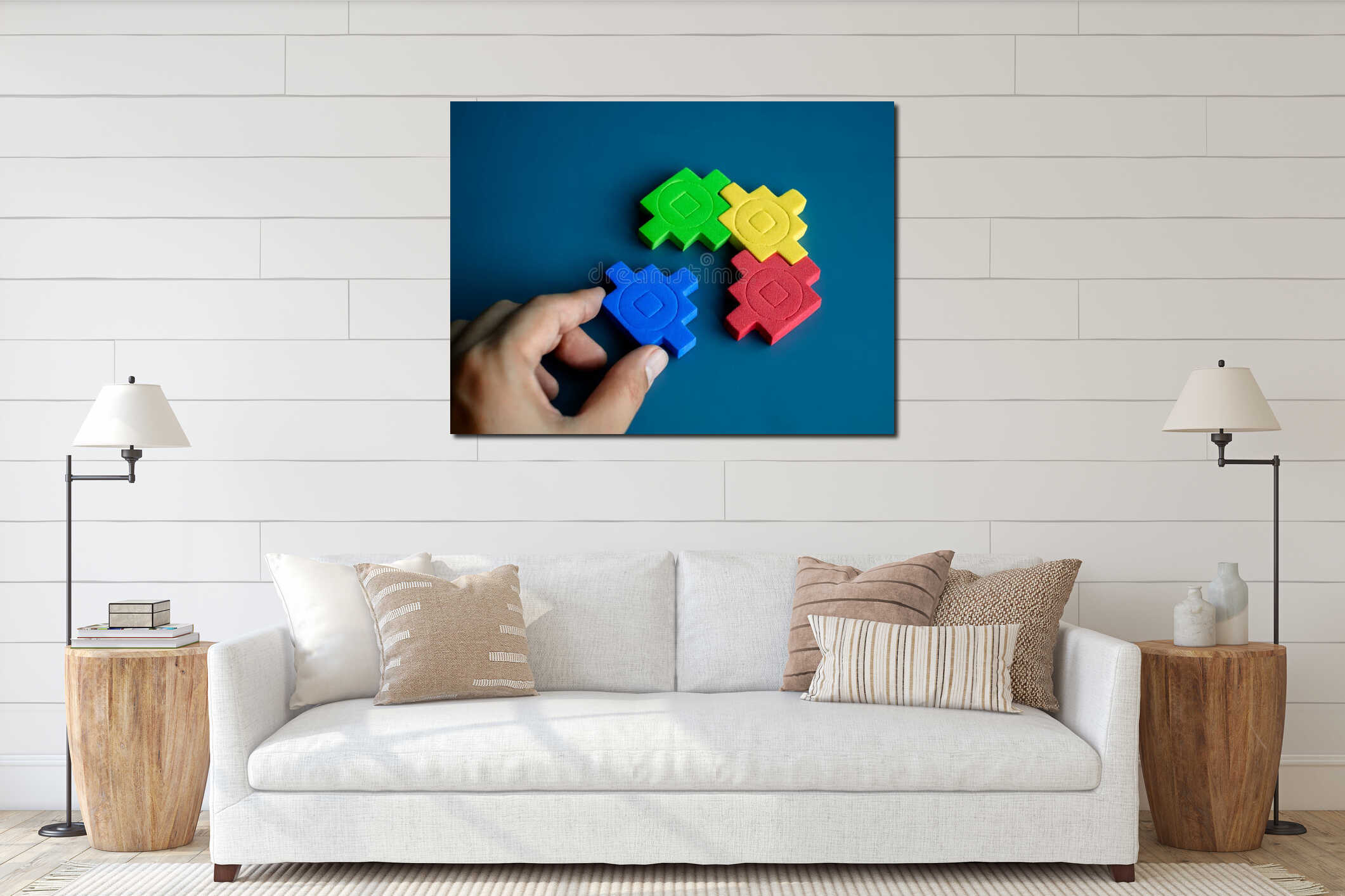 Canvas hanging interior mockup