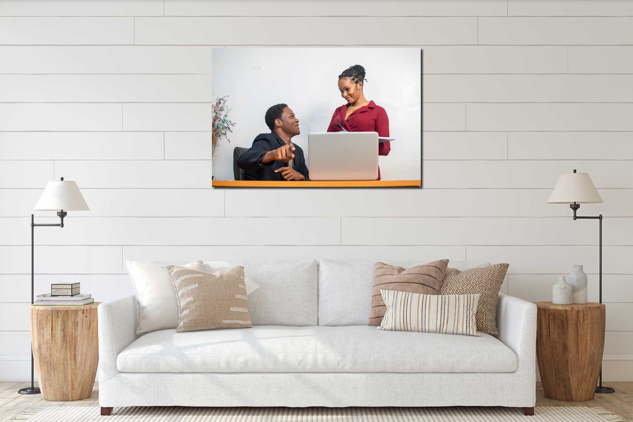 Canvas hanging interior mockup
