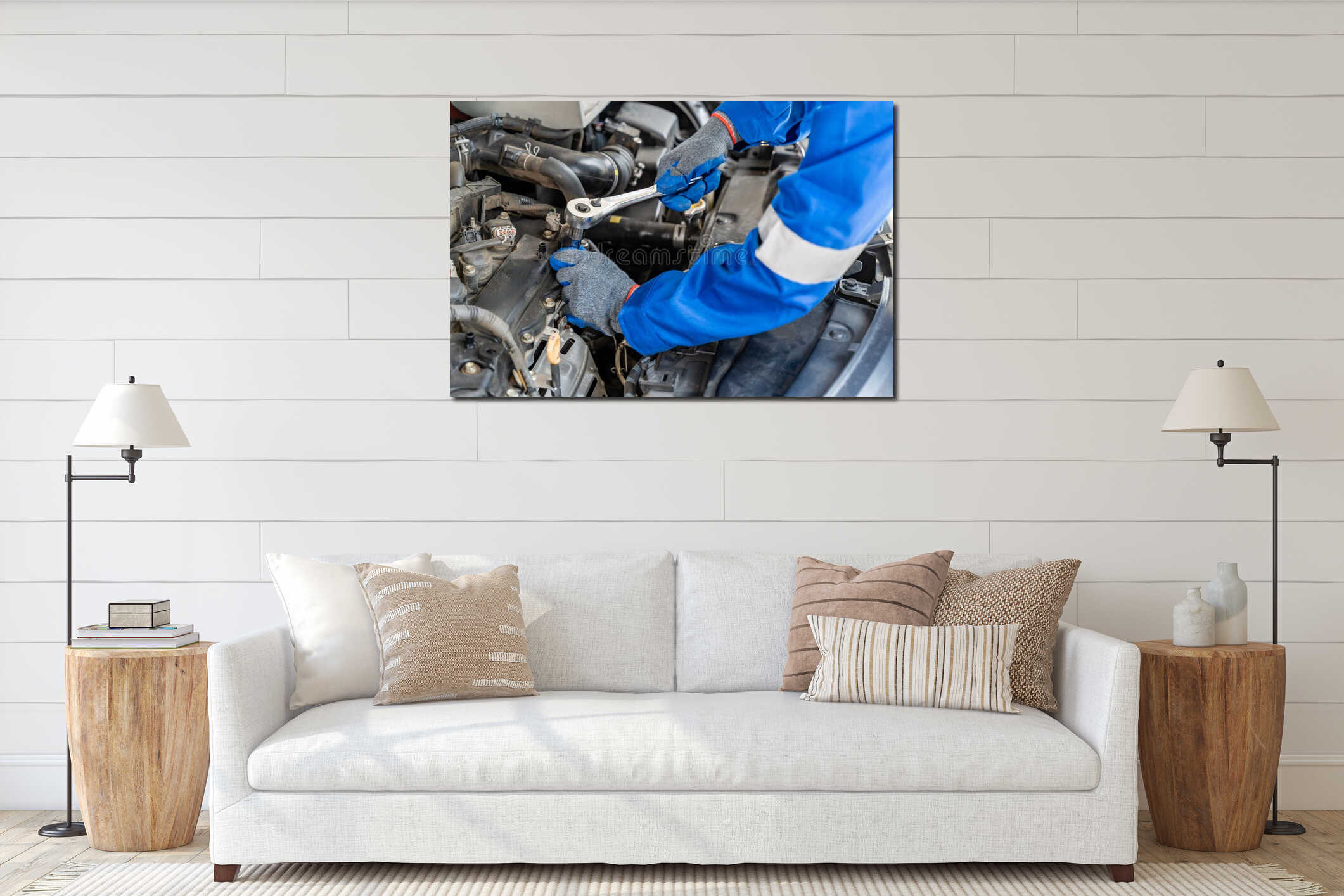 Canvas hanging interior mockup