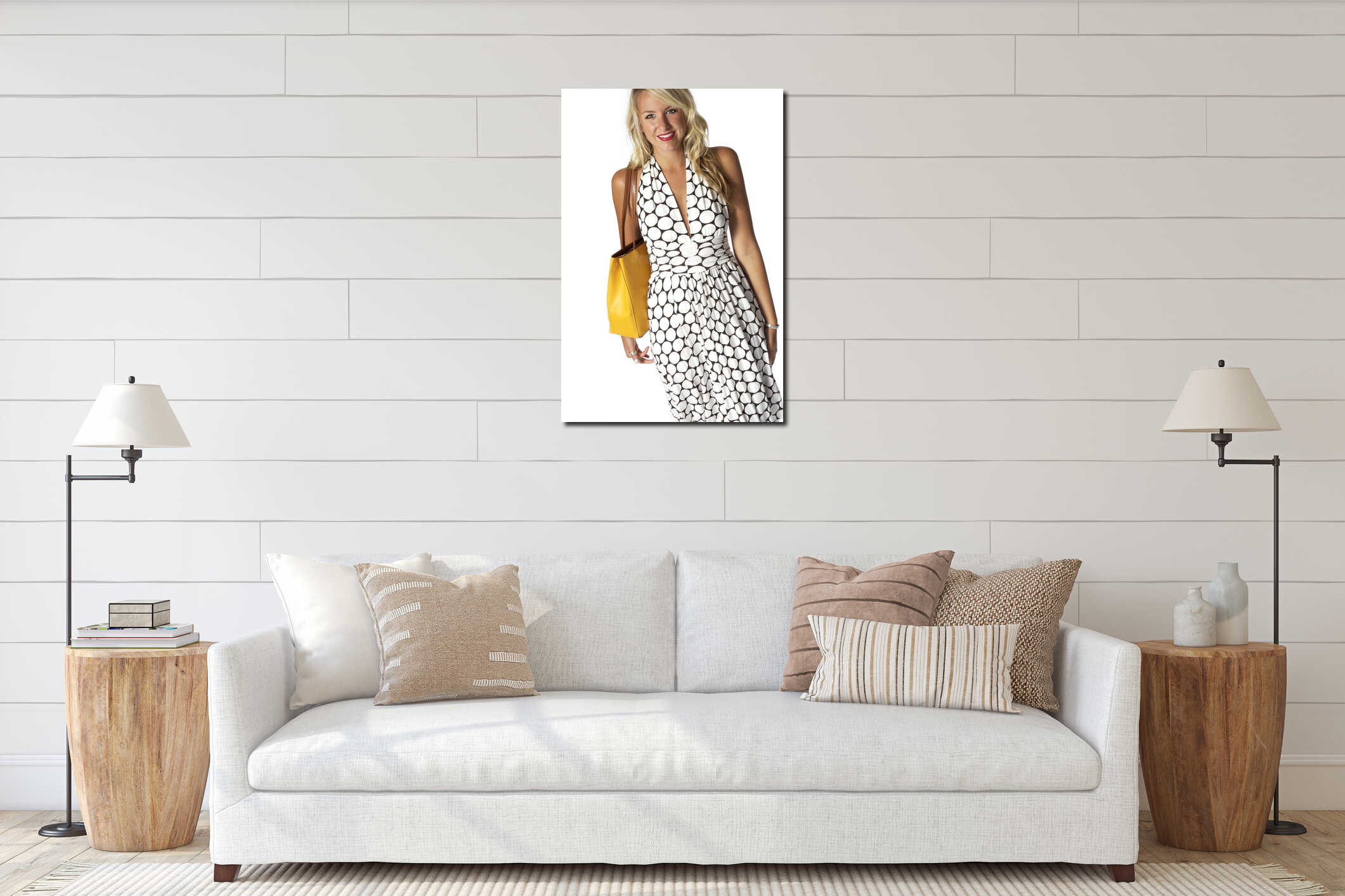 Canvas hanging interior mockup