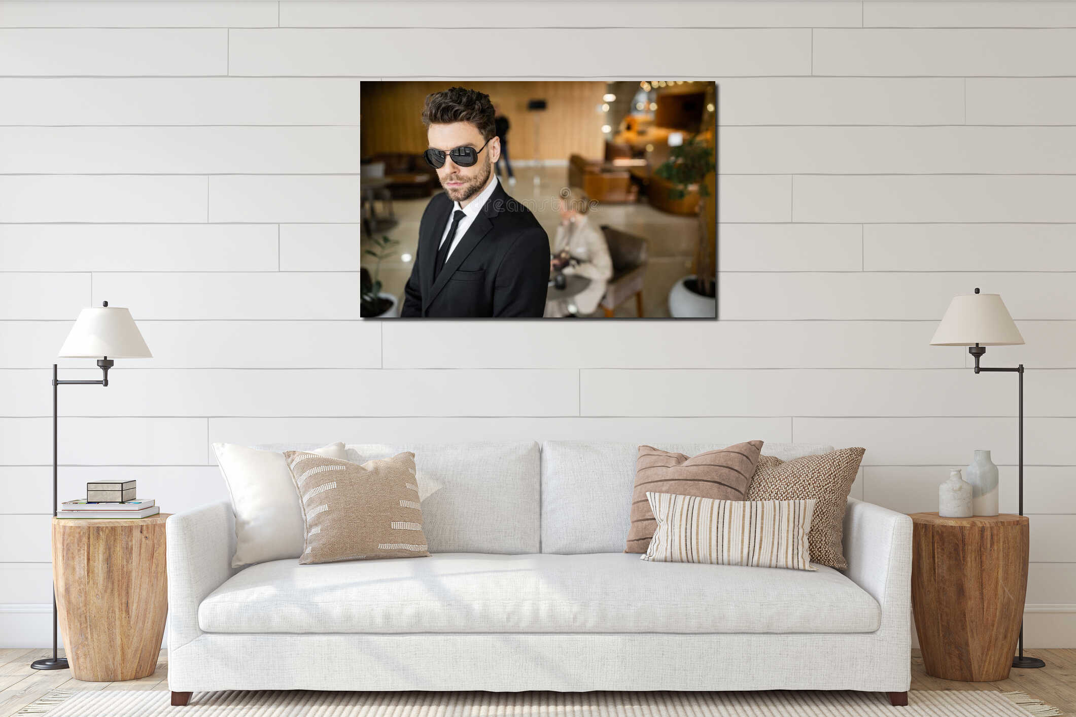 Canvas hanging interior mockup