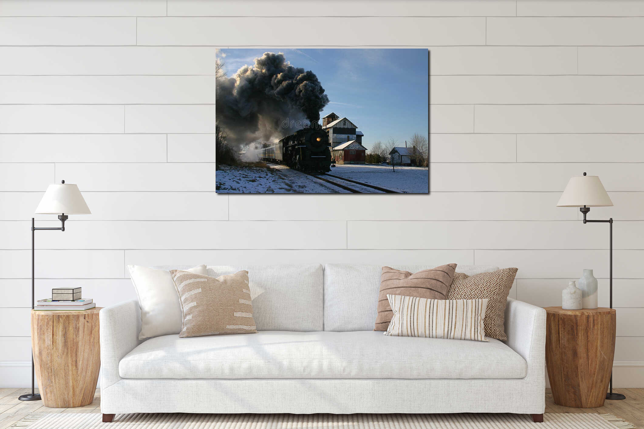 Canvas hanging interior mockup