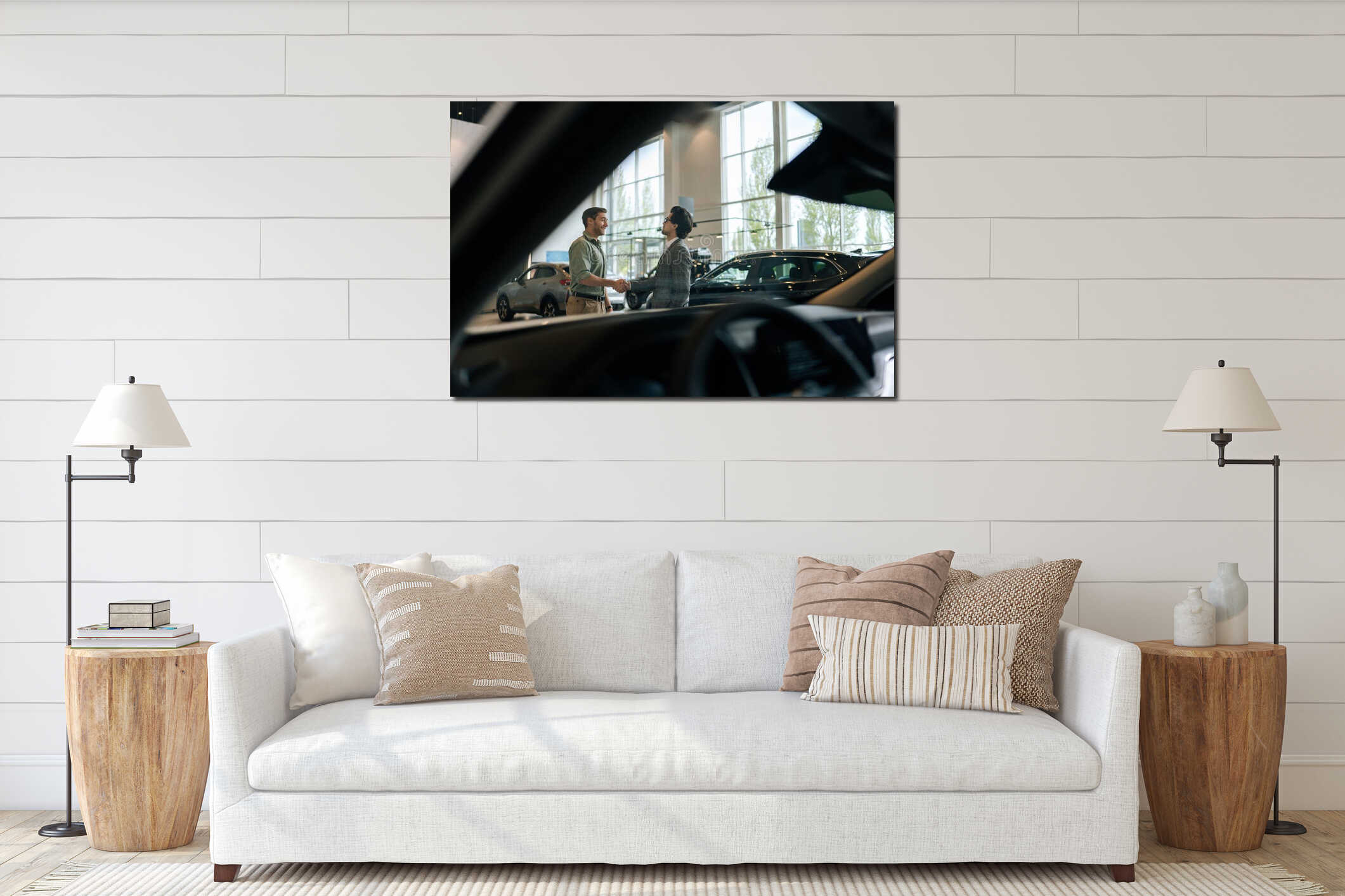 Canvas hanging interior mockup