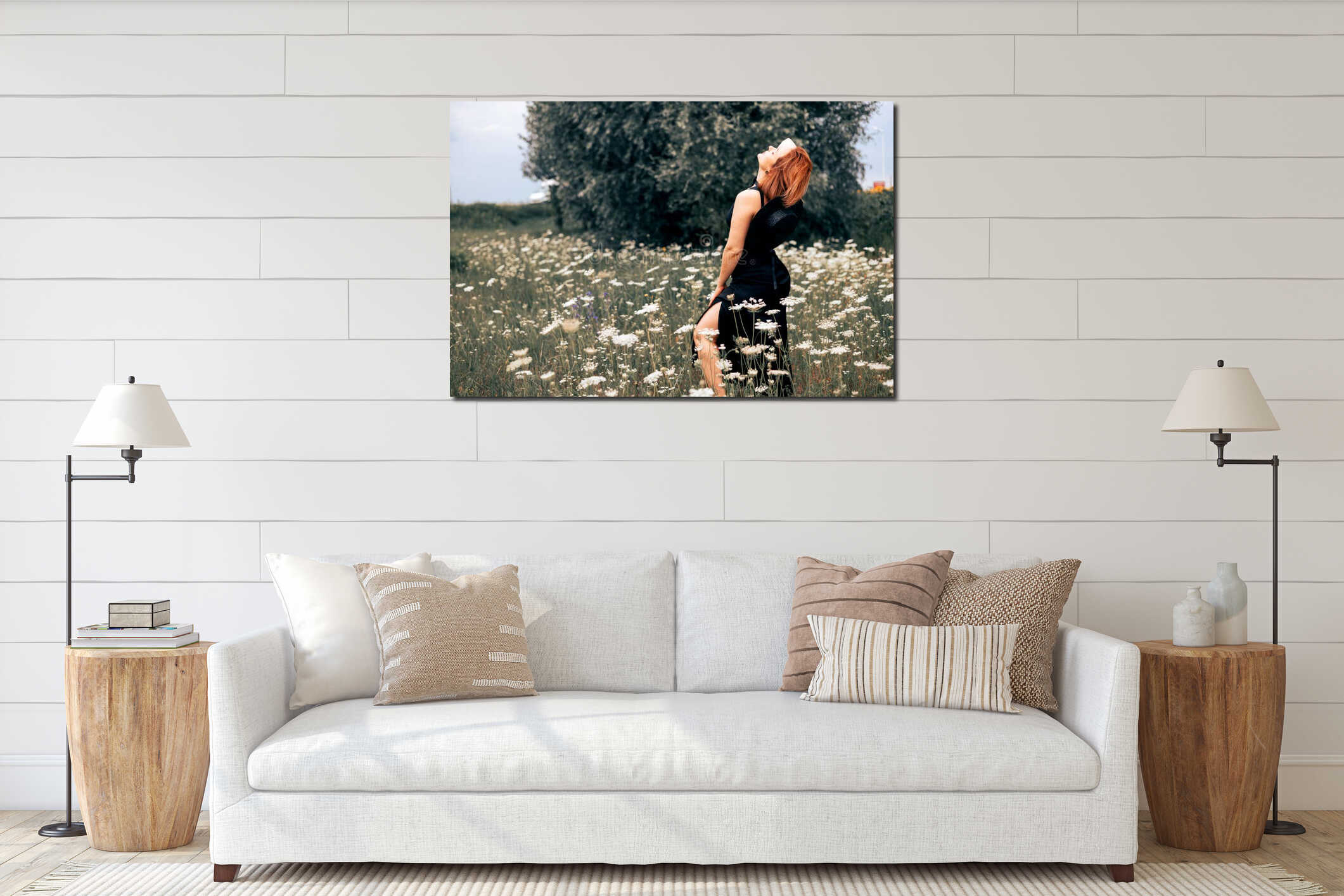 Canvas hanging interior mockup