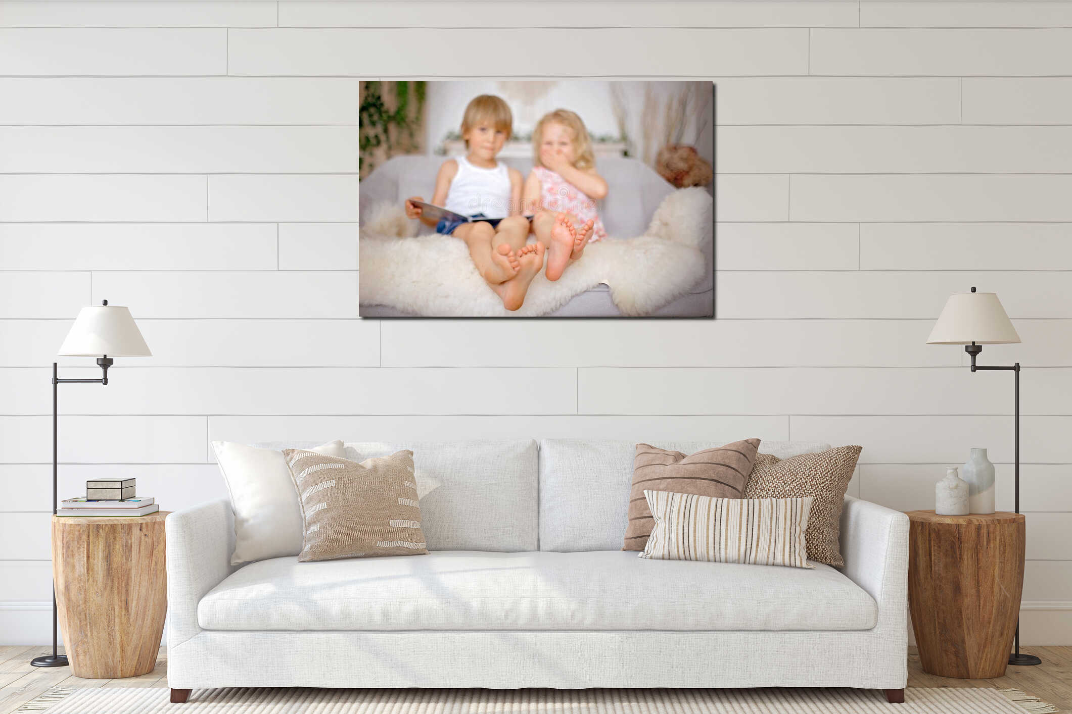 Canvas hanging interior mockup