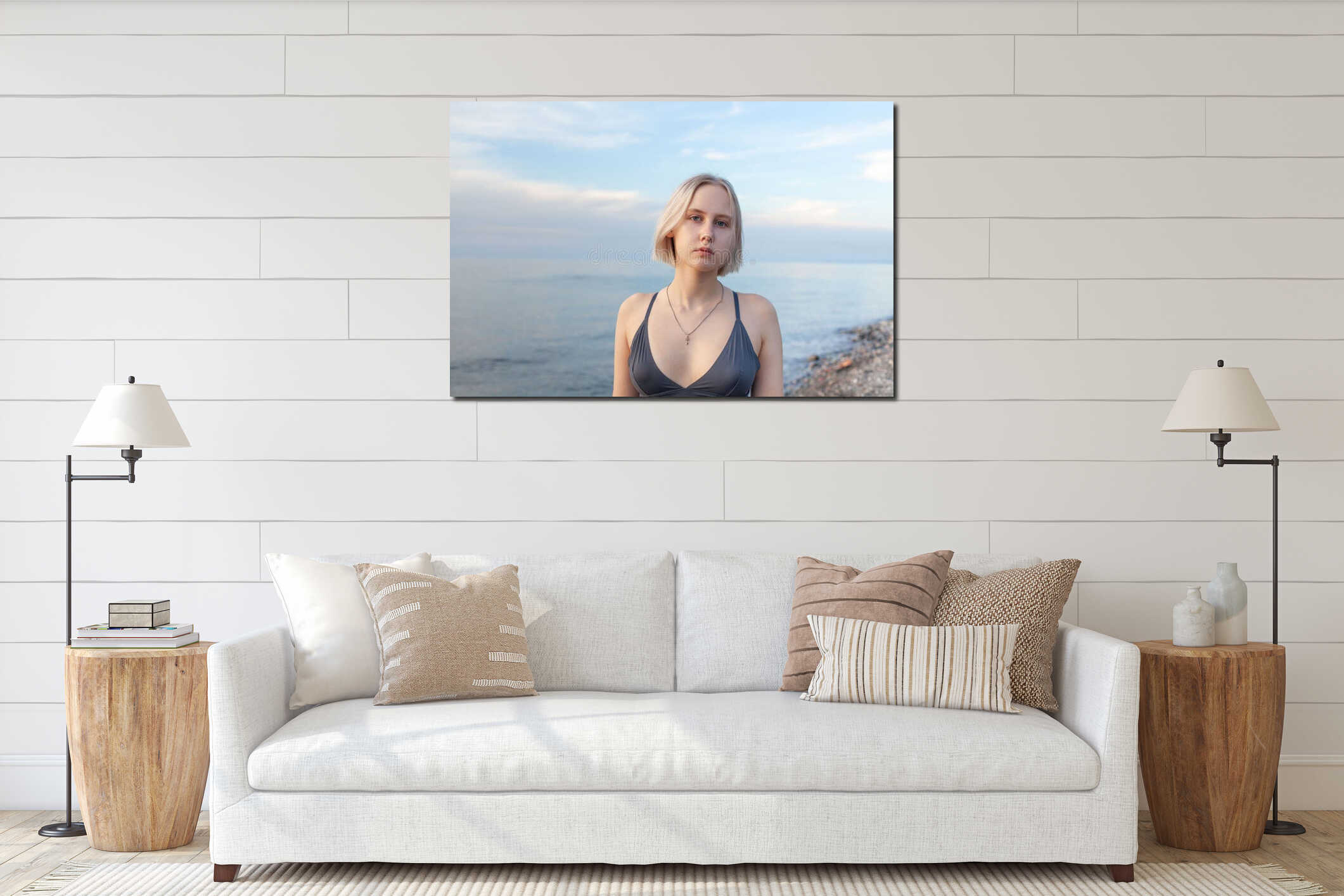 Canvas hanging interior mockup