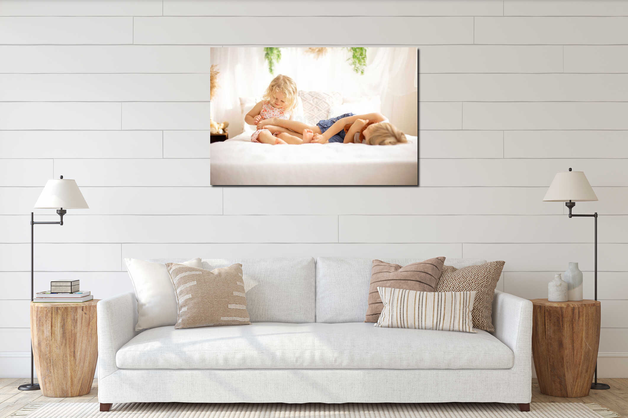 Canvas hanging interior mockup