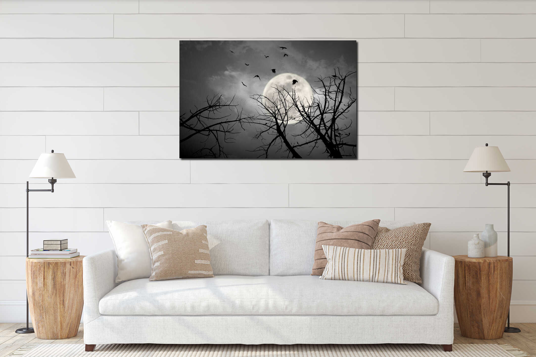 Canvas hanging interior mockup