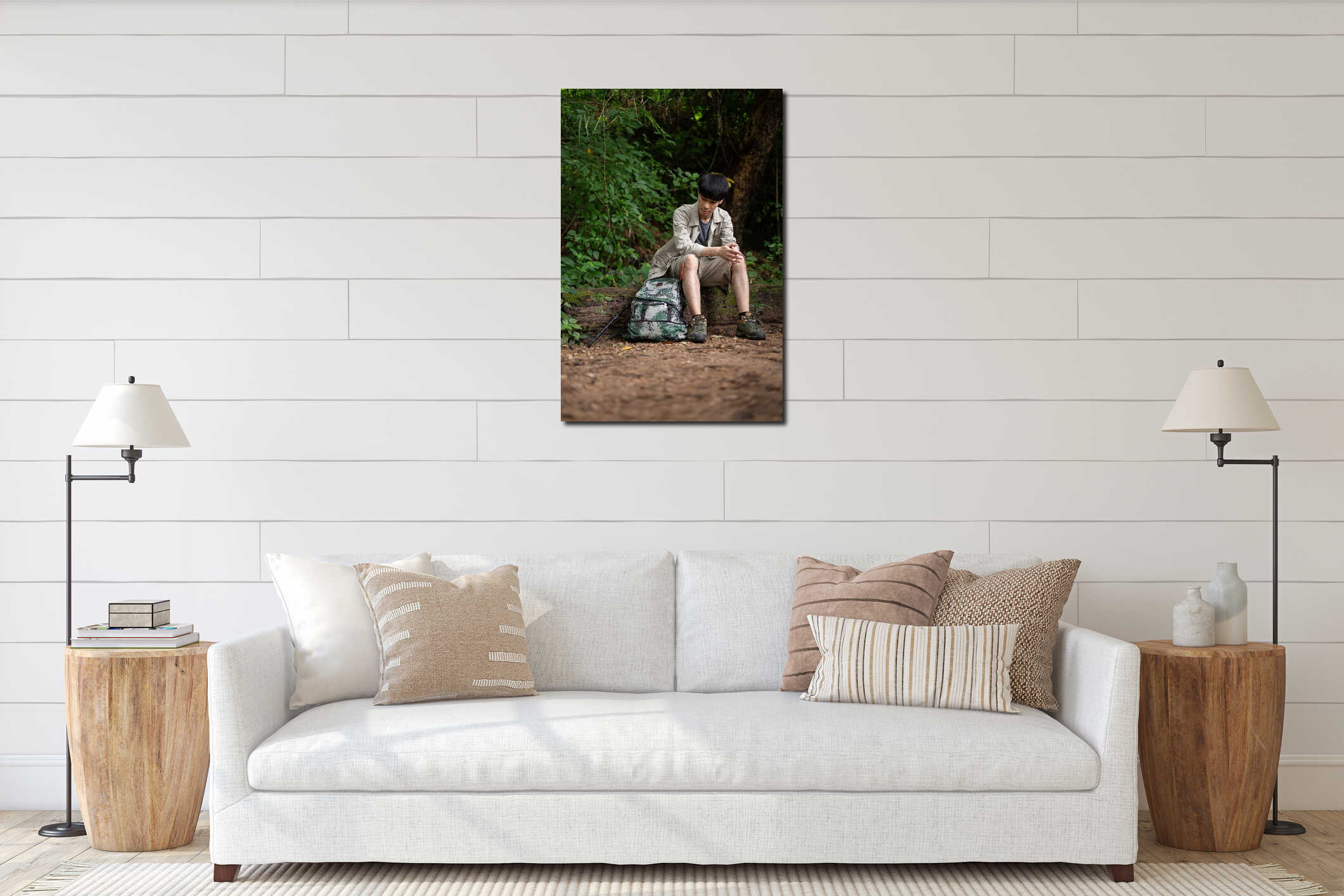Canvas hanging interior mockup