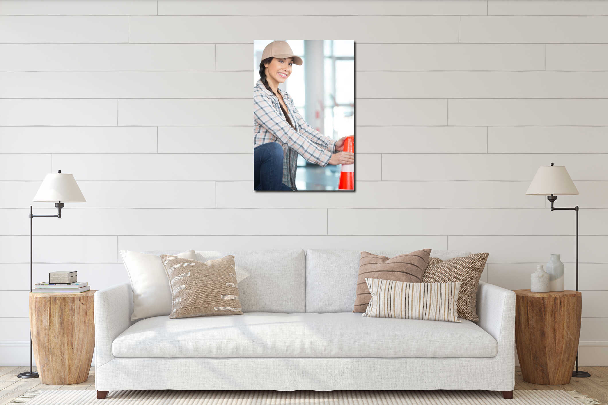 Canvas hanging interior mockup