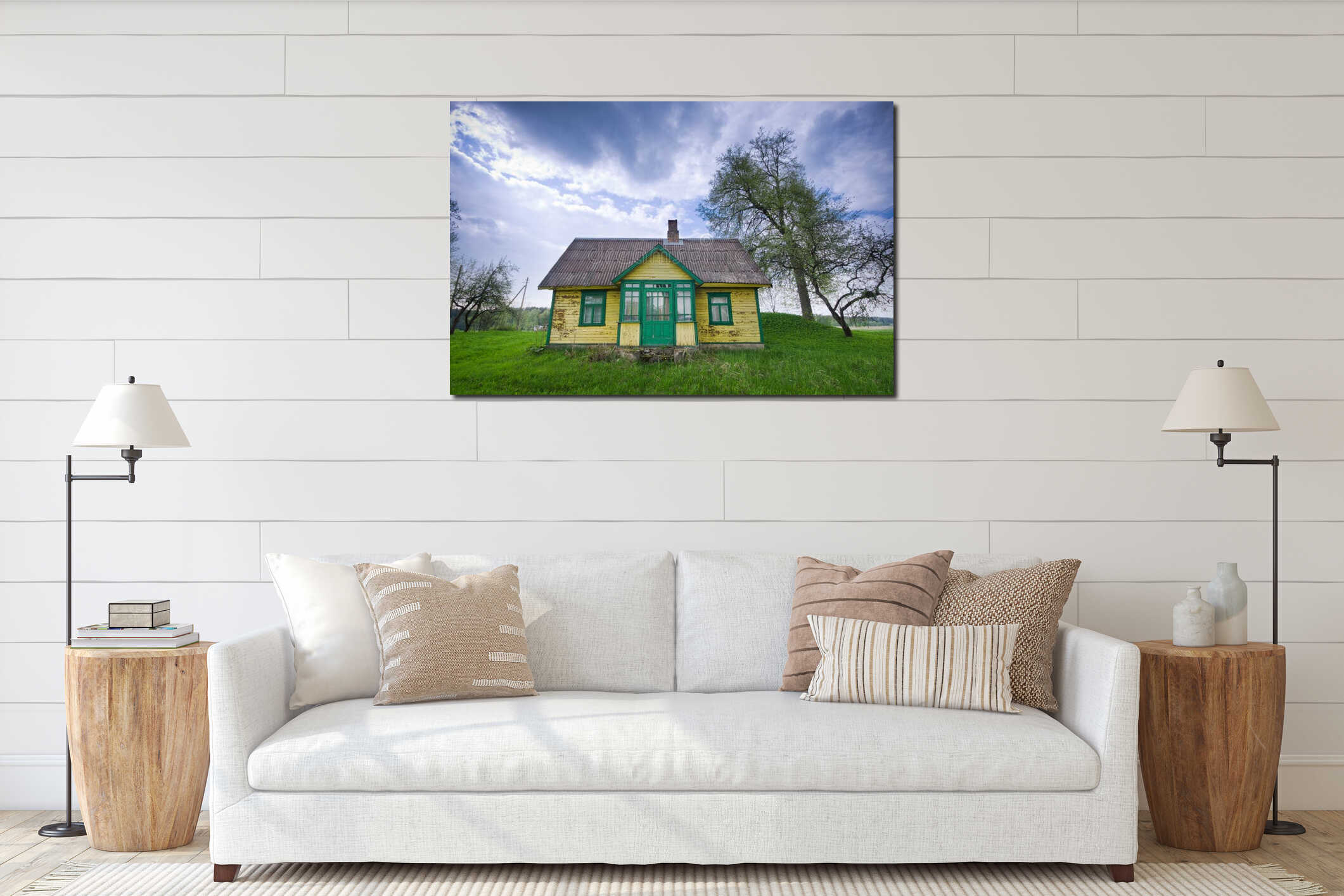 Canvas hanging interior mockup