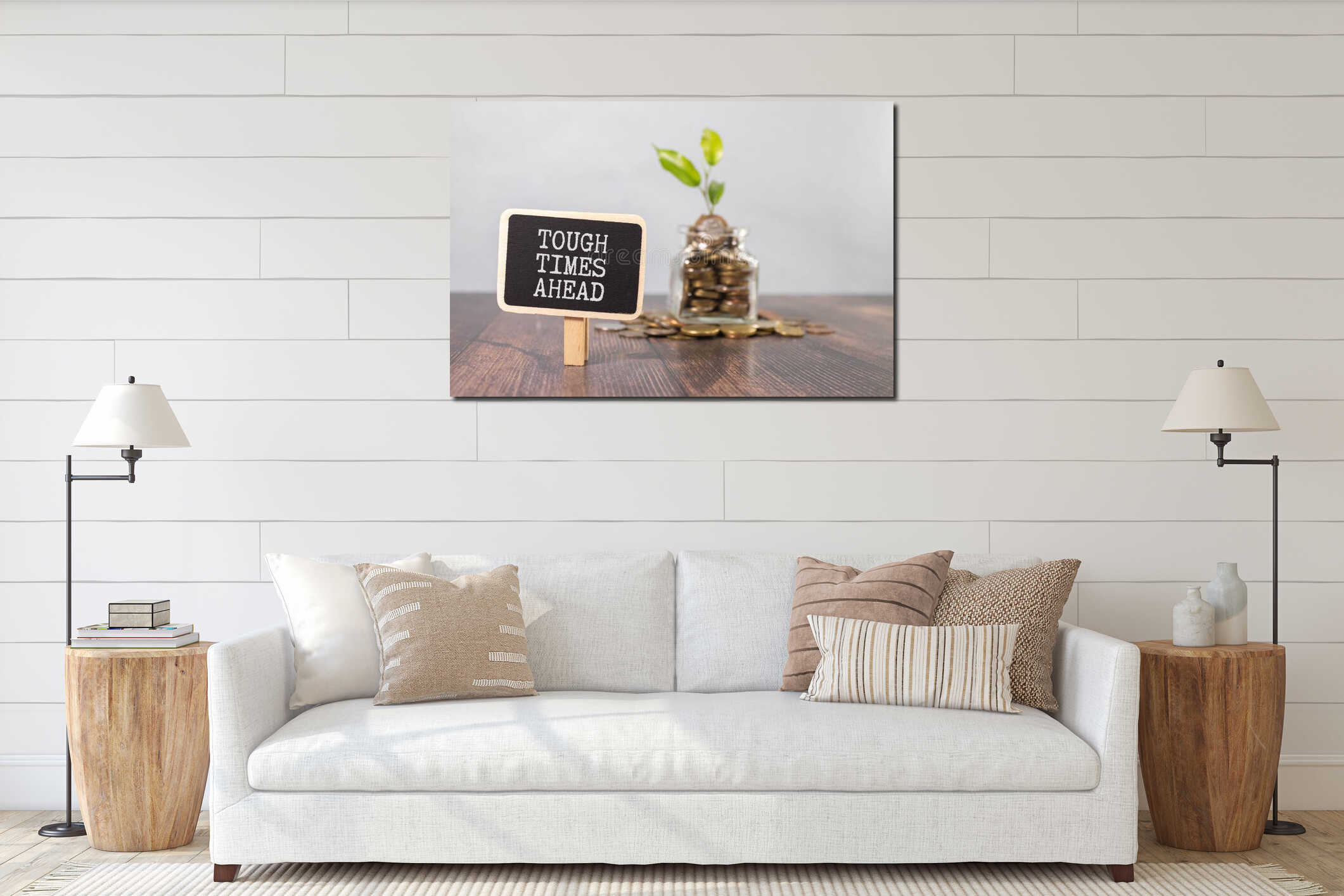 Canvas hanging interior mockup