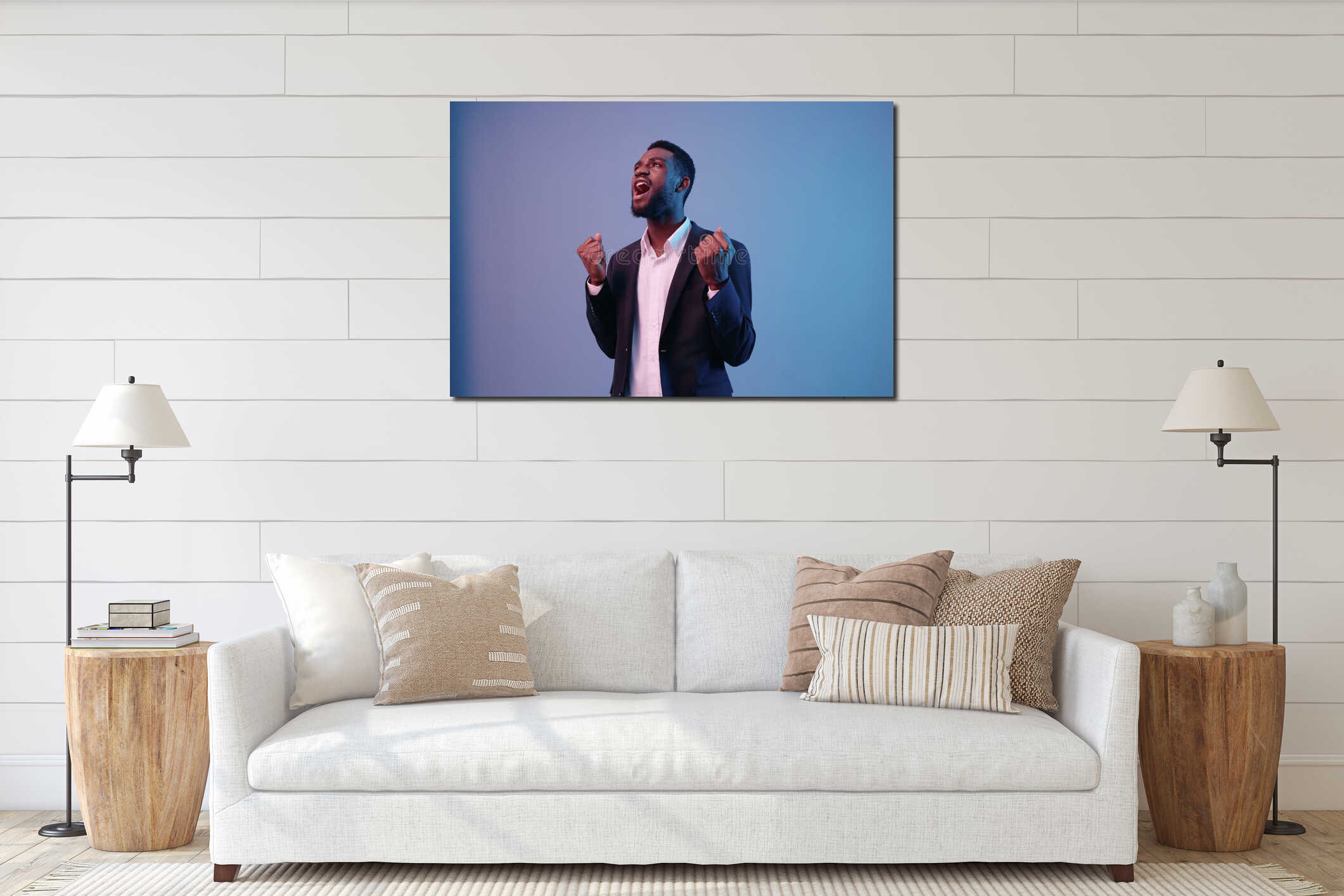 Canvas hanging interior mockup