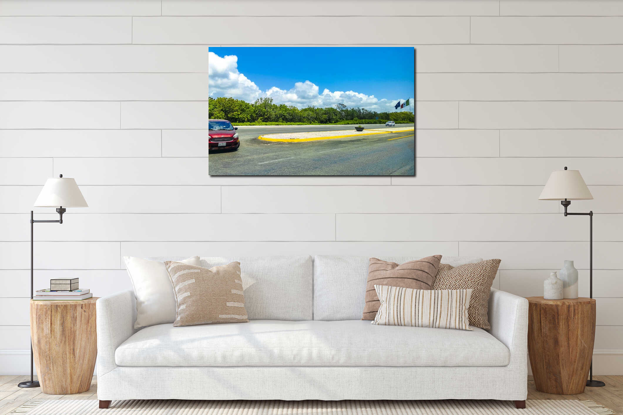 Canvas hanging interior mockup