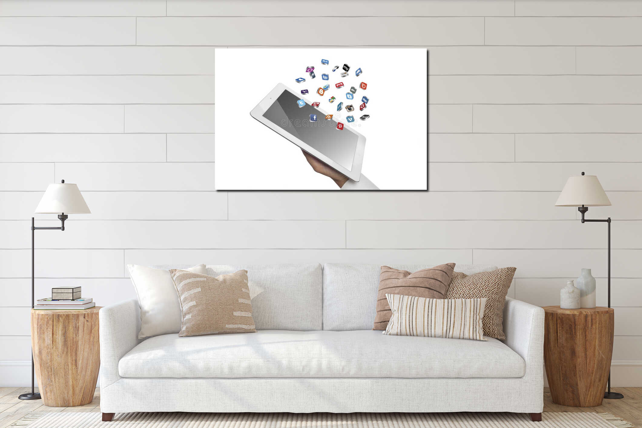 Canvas hanging interior mockup