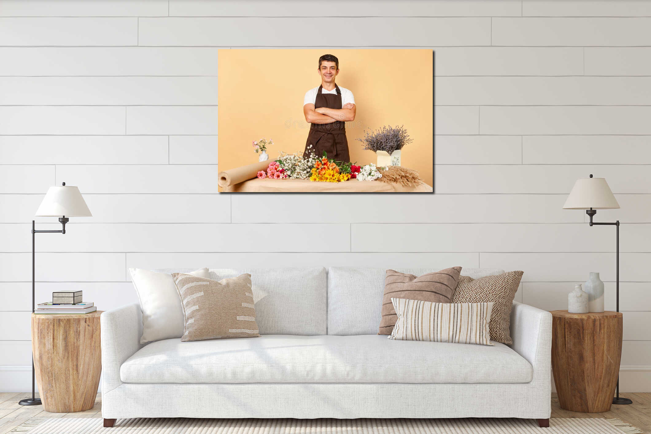 Canvas hanging interior mockup