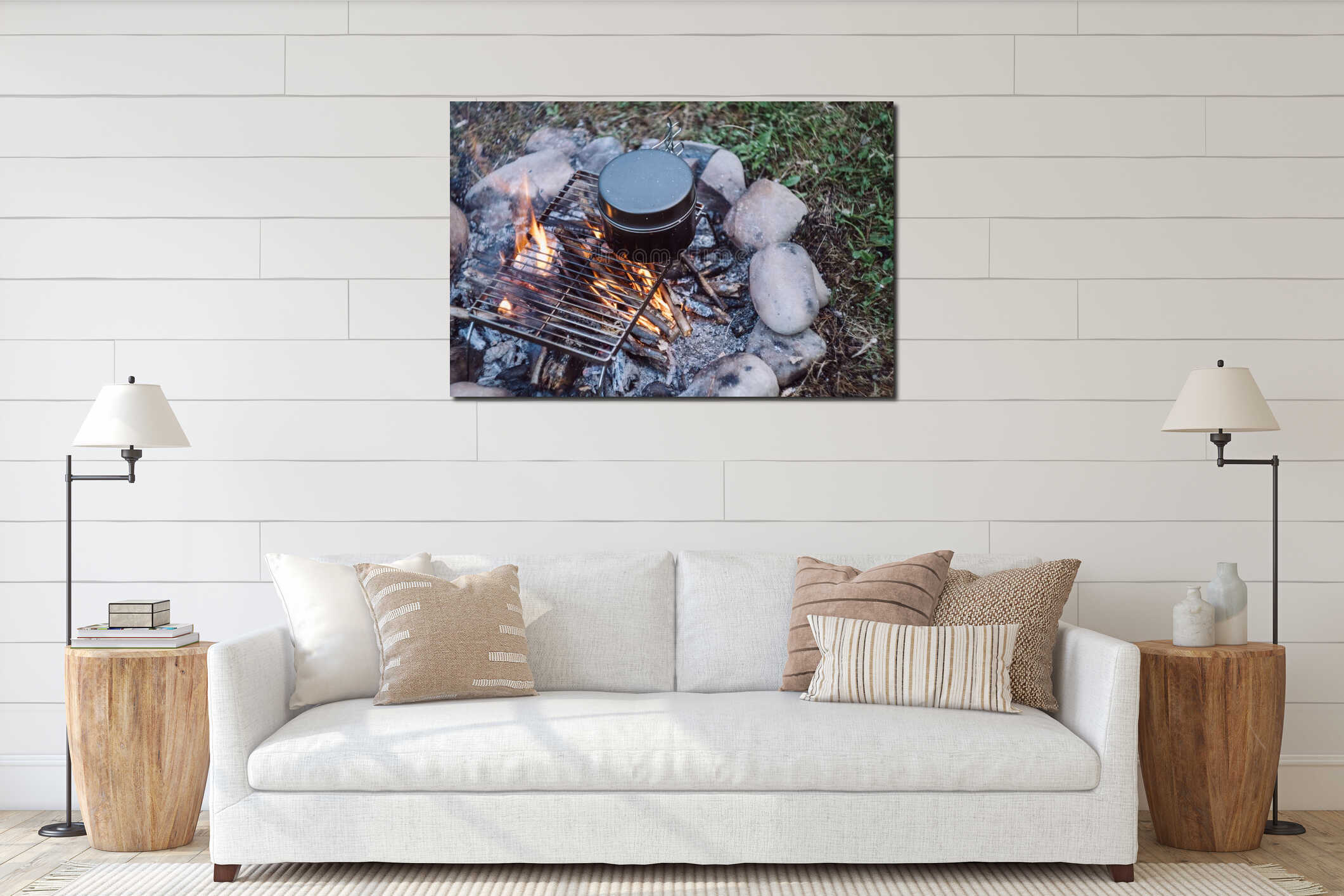 Canvas hanging interior mockup