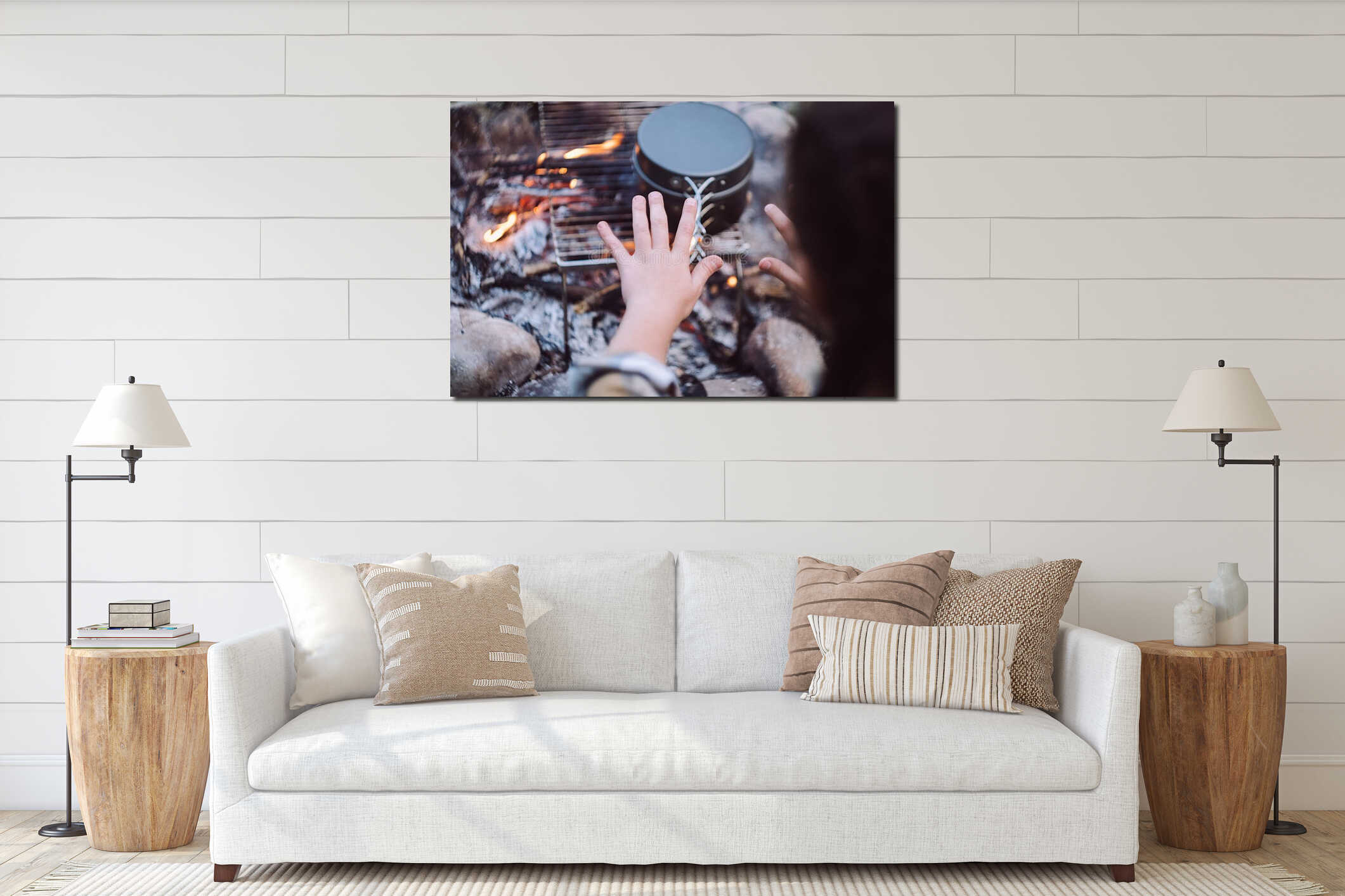 Canvas hanging interior mockup