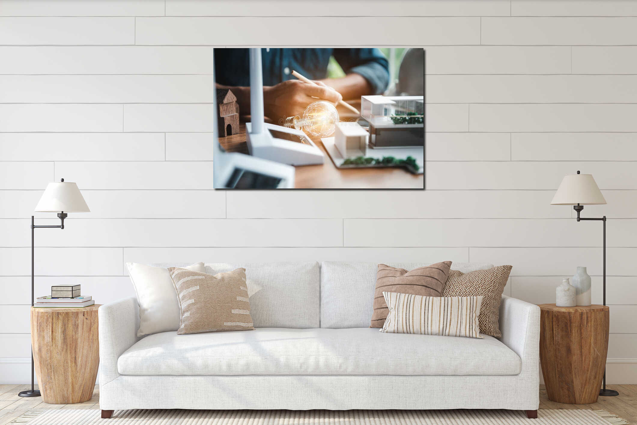 Canvas hanging interior mockup