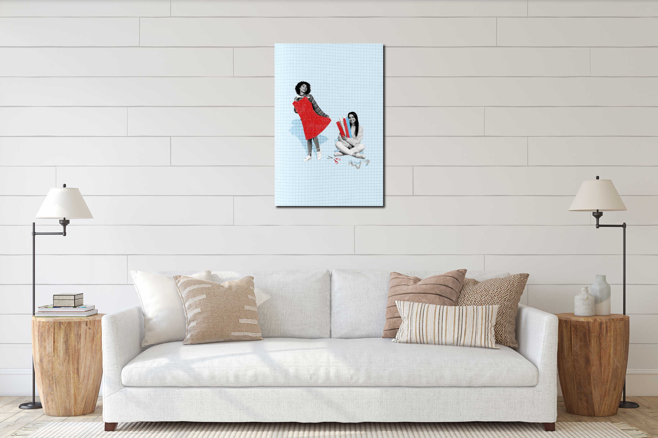 Canvas hanging interior mockup