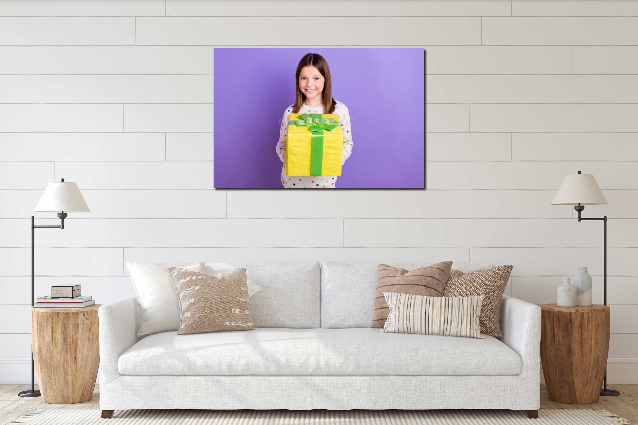 Canvas hanging interior mockup