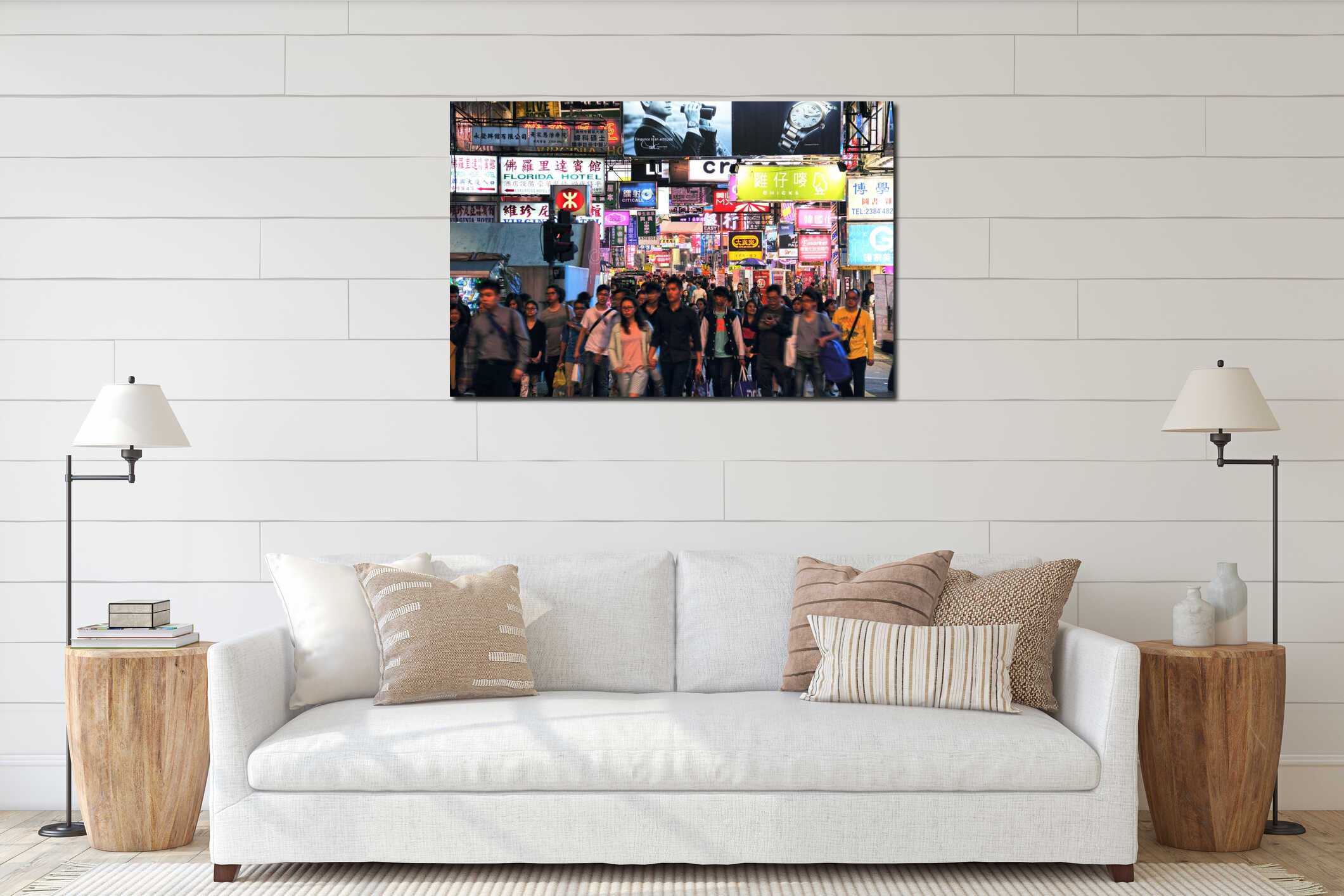 Canvas hanging interior mockup