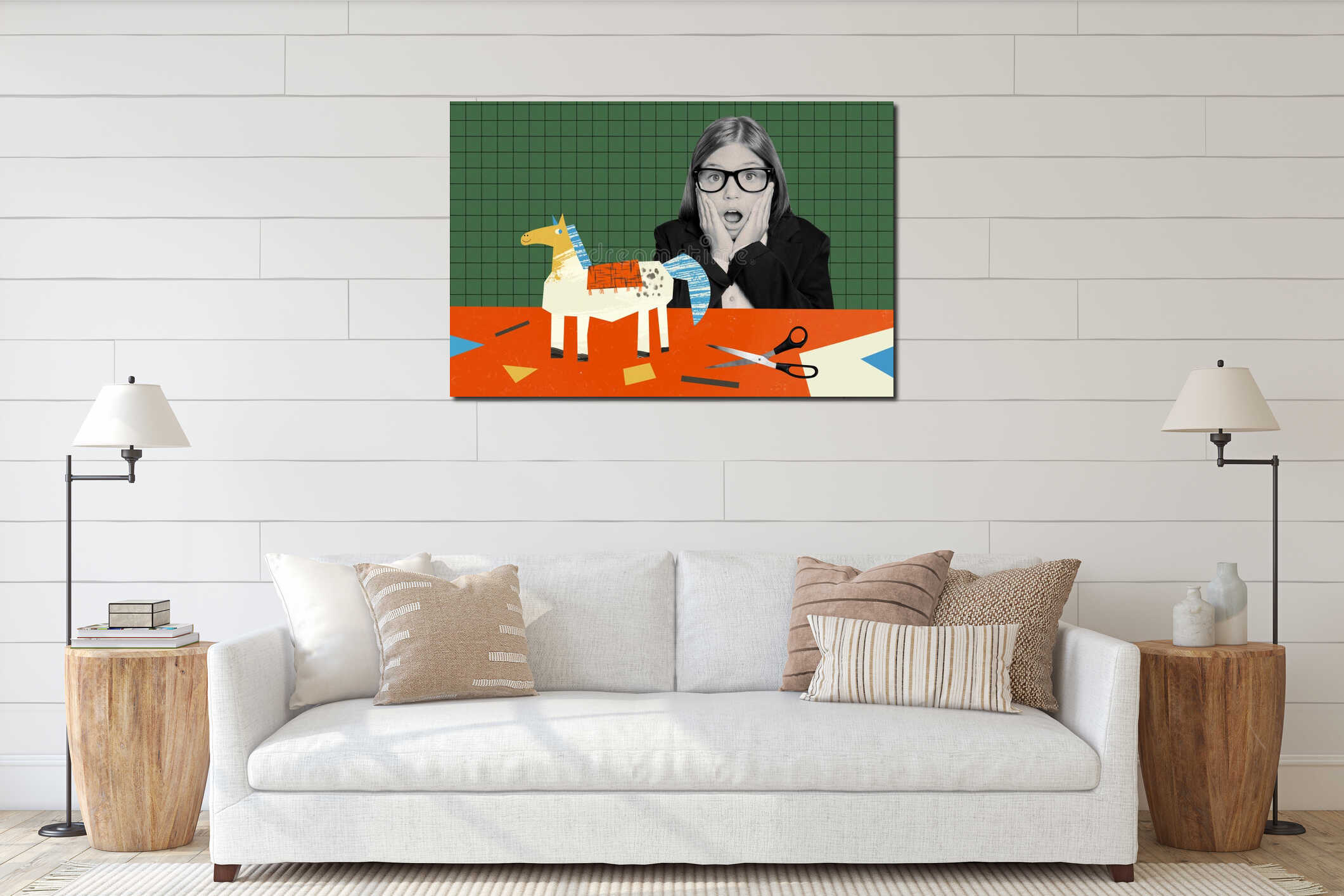 Canvas hanging interior mockup