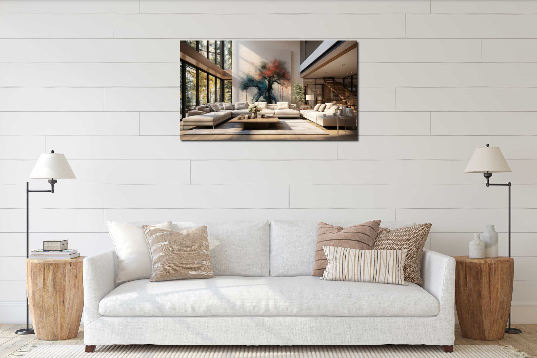 Canvas hanging interior mockup
