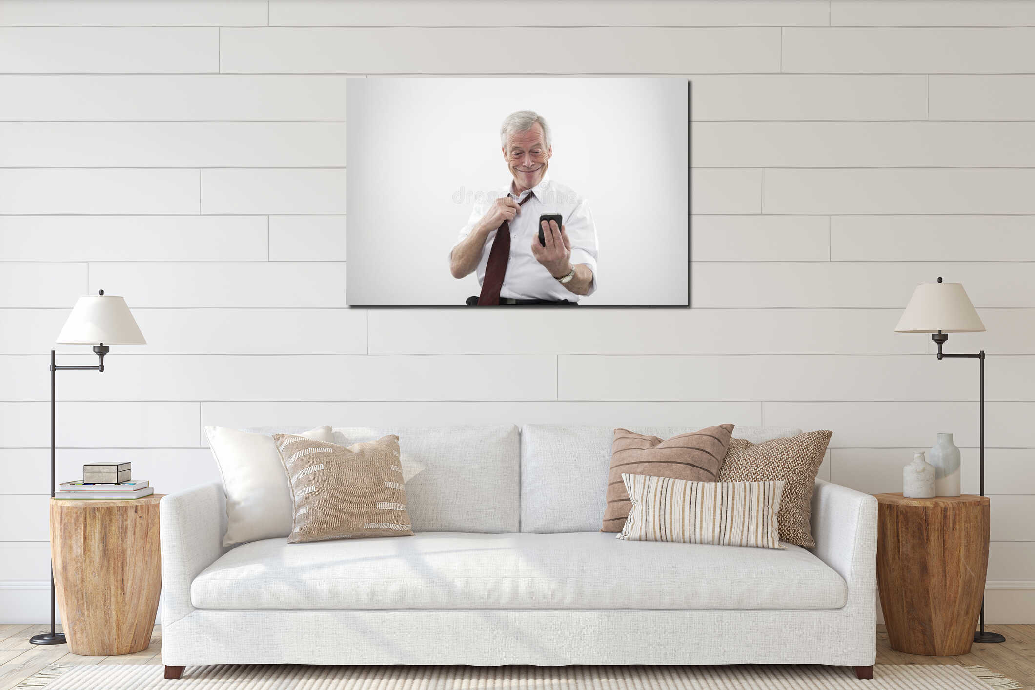 Canvas hanging interior mockup