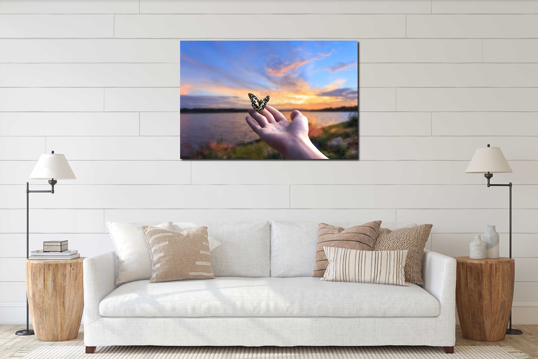 Canvas hanging interior mockup