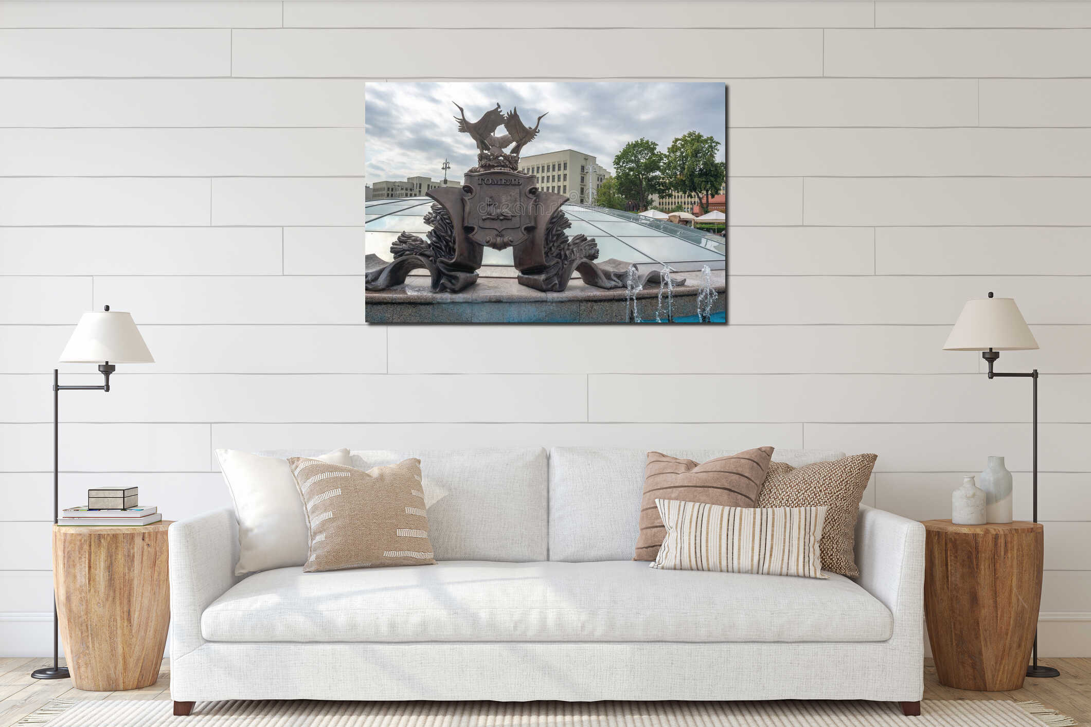 Canvas hanging interior mockup