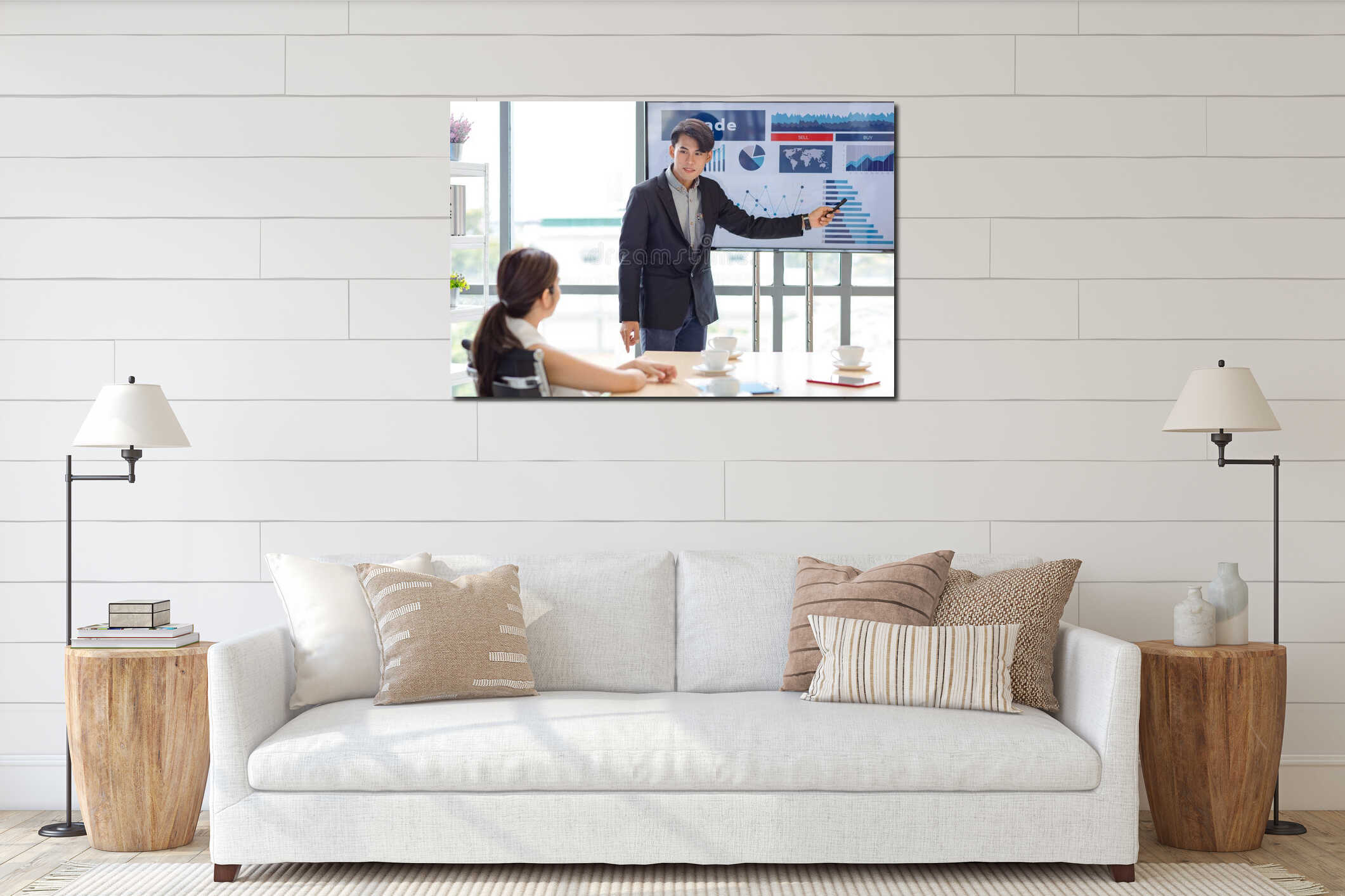 Canvas hanging interior mockup