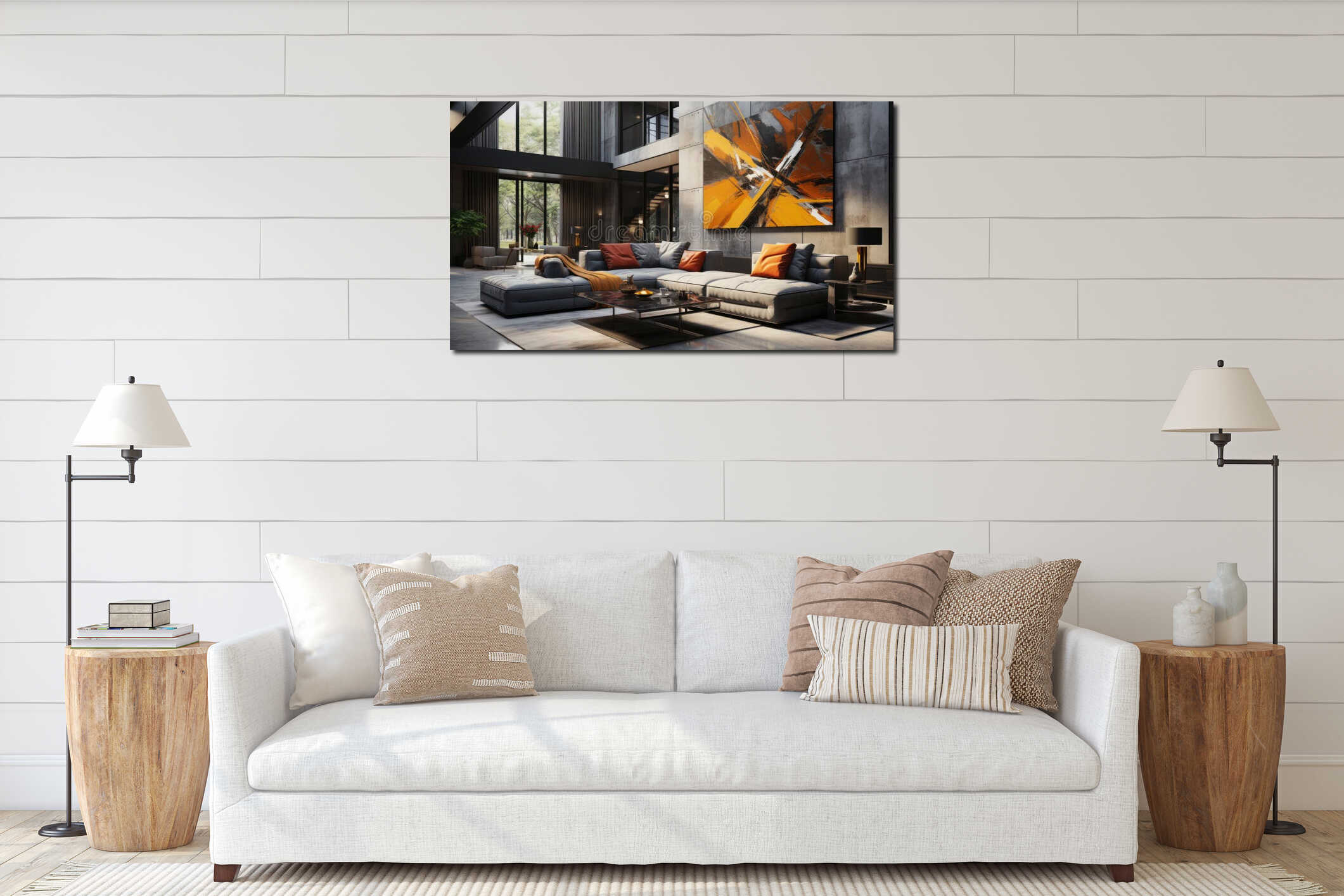 Canvas hanging interior mockup
