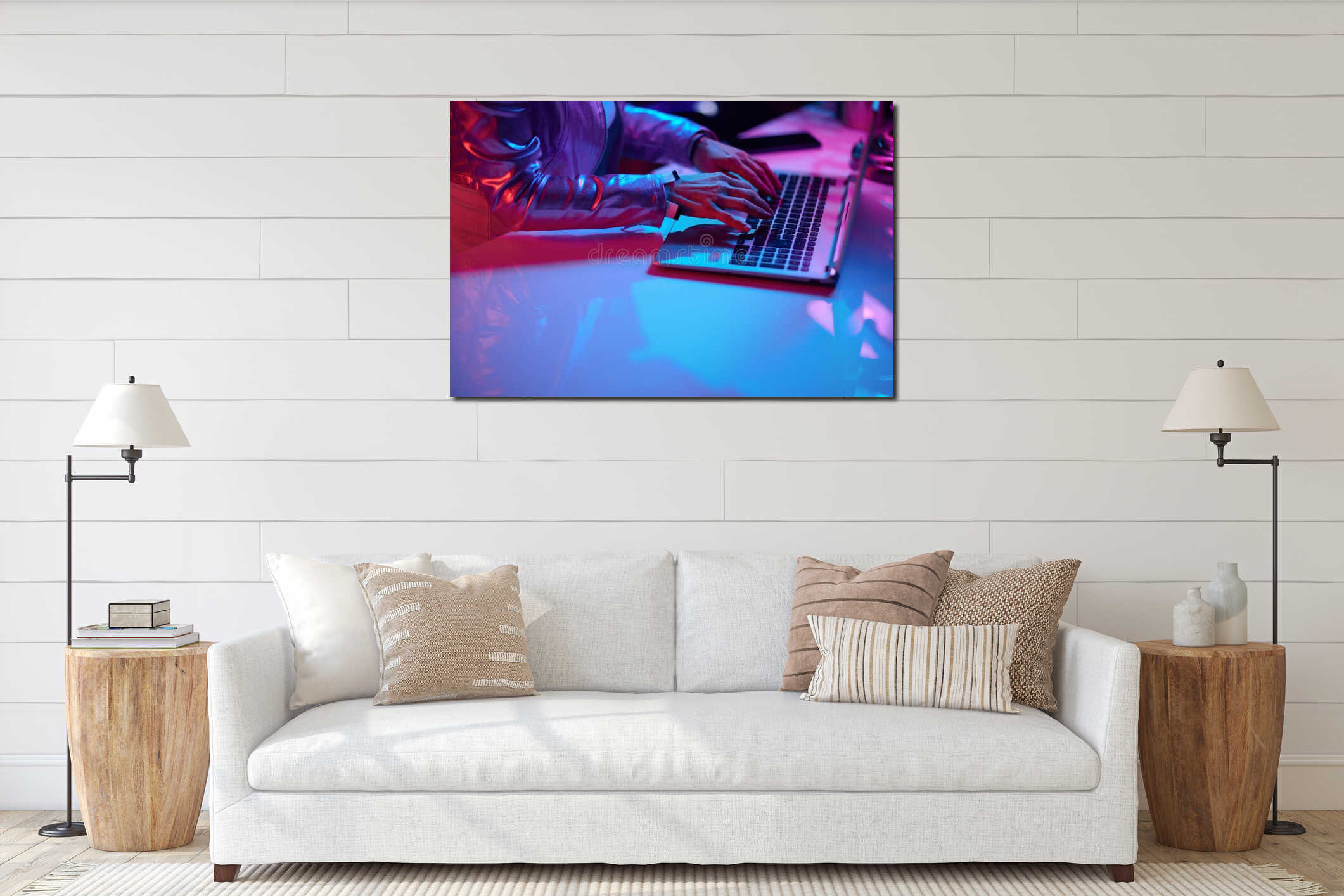 Canvas hanging interior mockup
