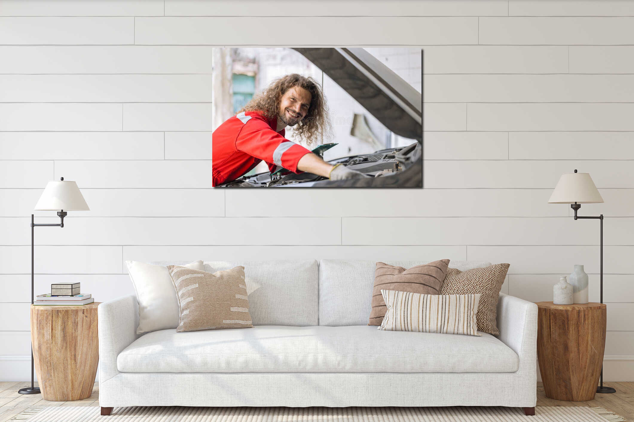Canvas hanging interior mockup