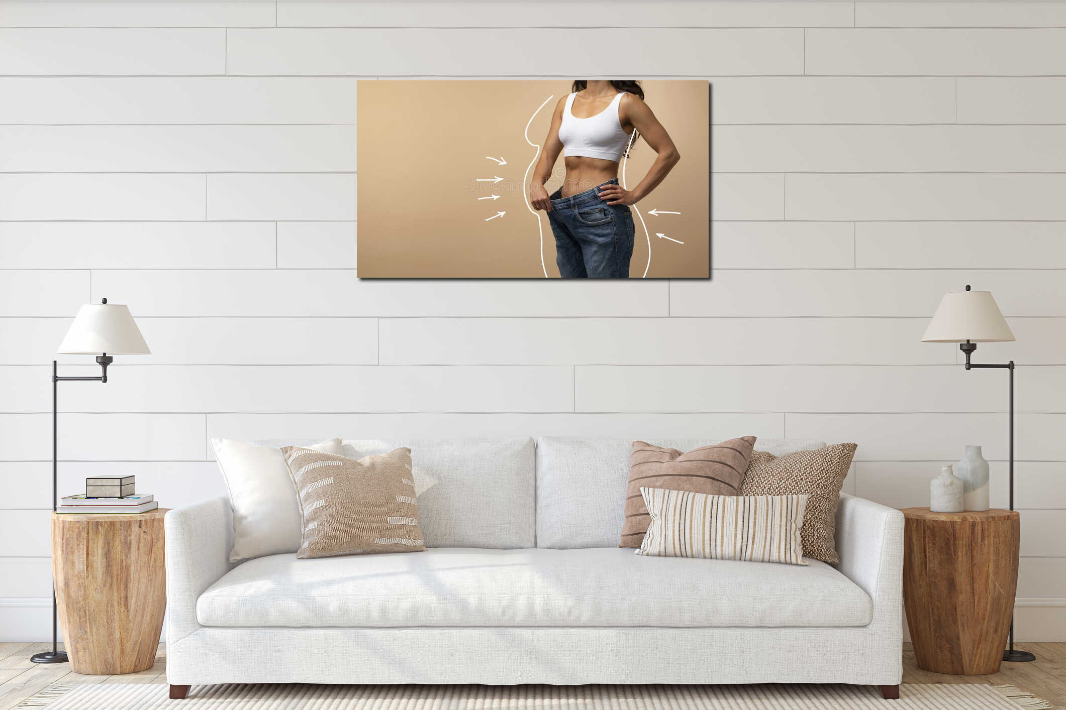 Canvas hanging interior mockup
