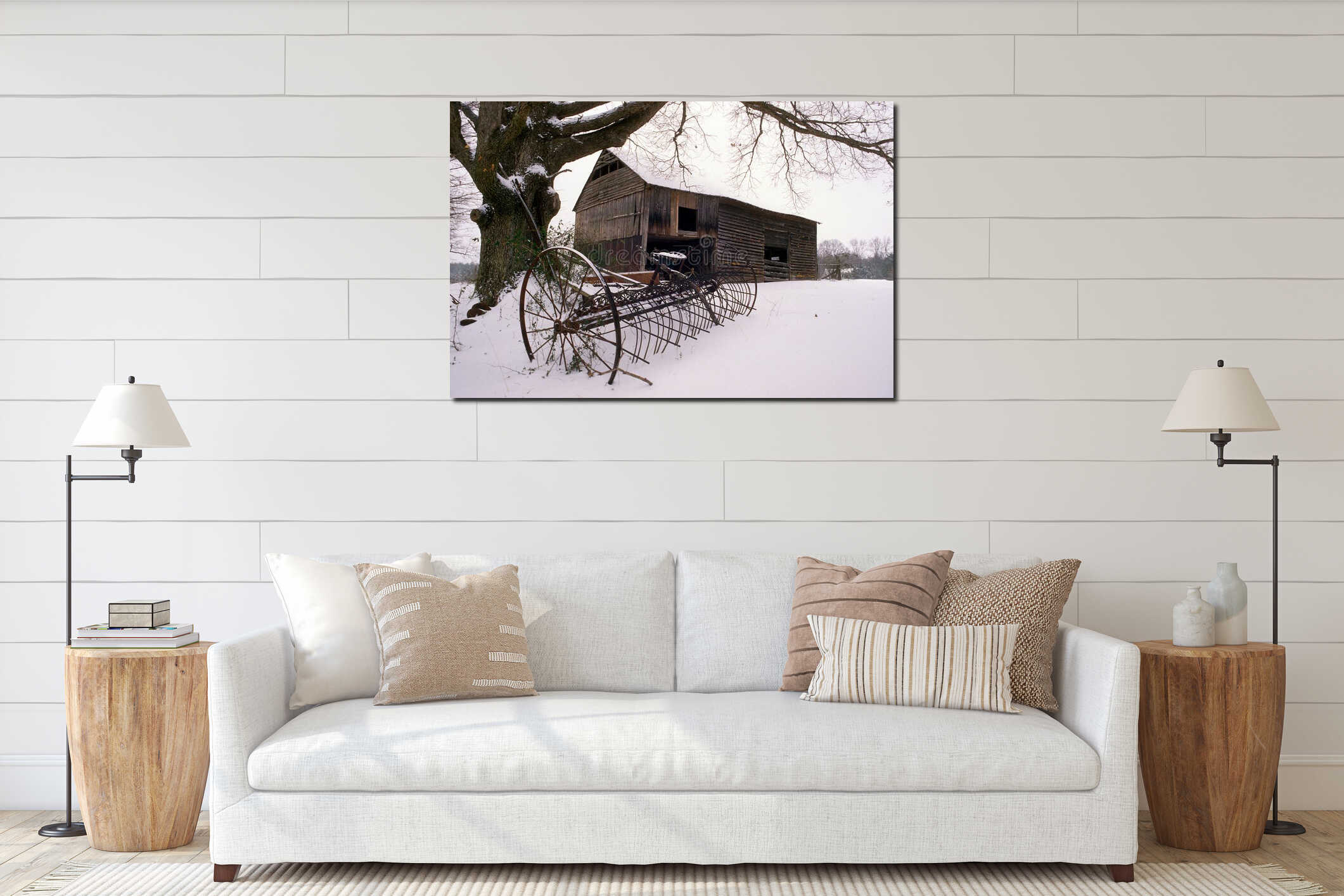 Canvas hanging interior mockup