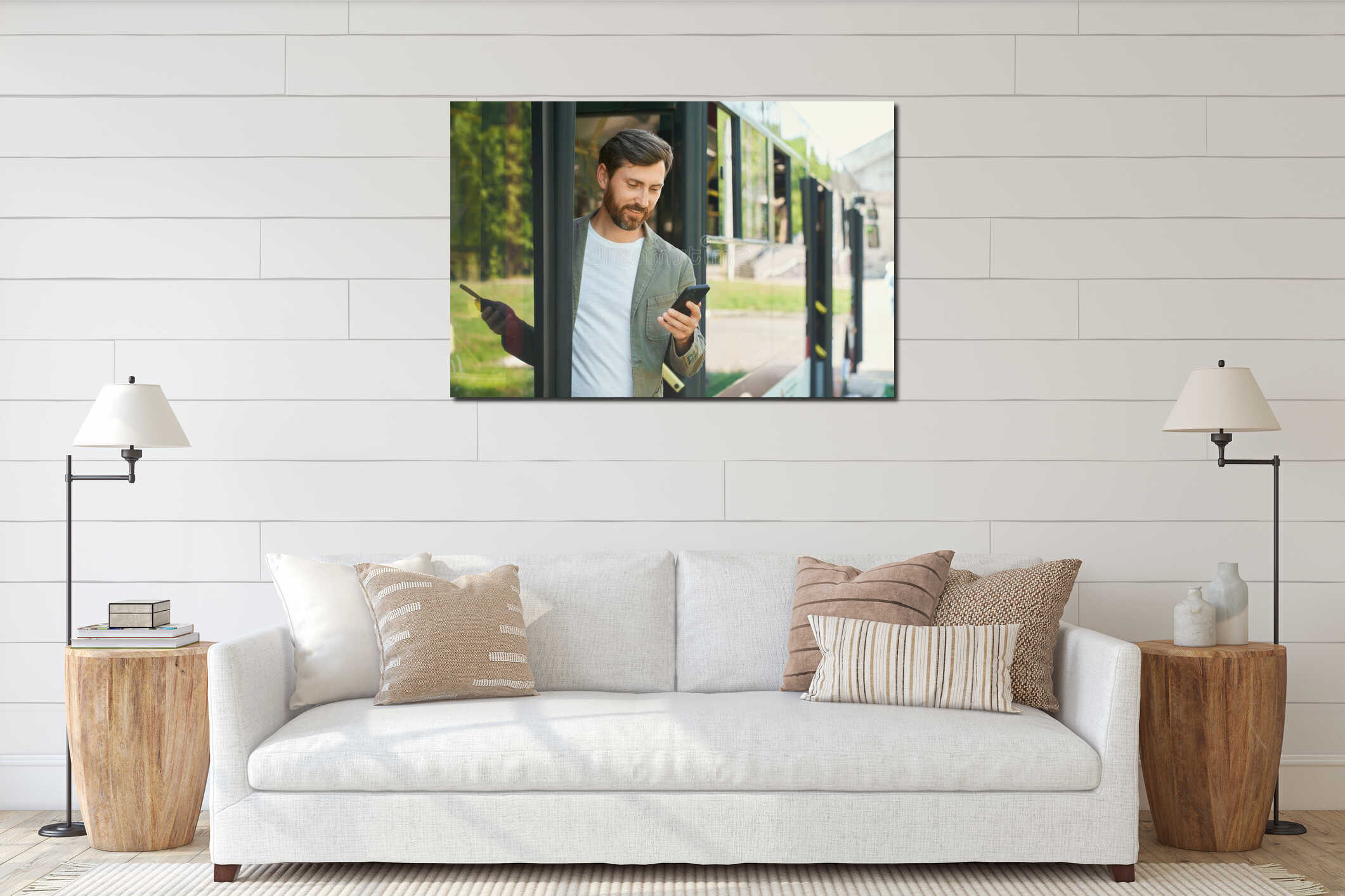 Canvas hanging interior mockup