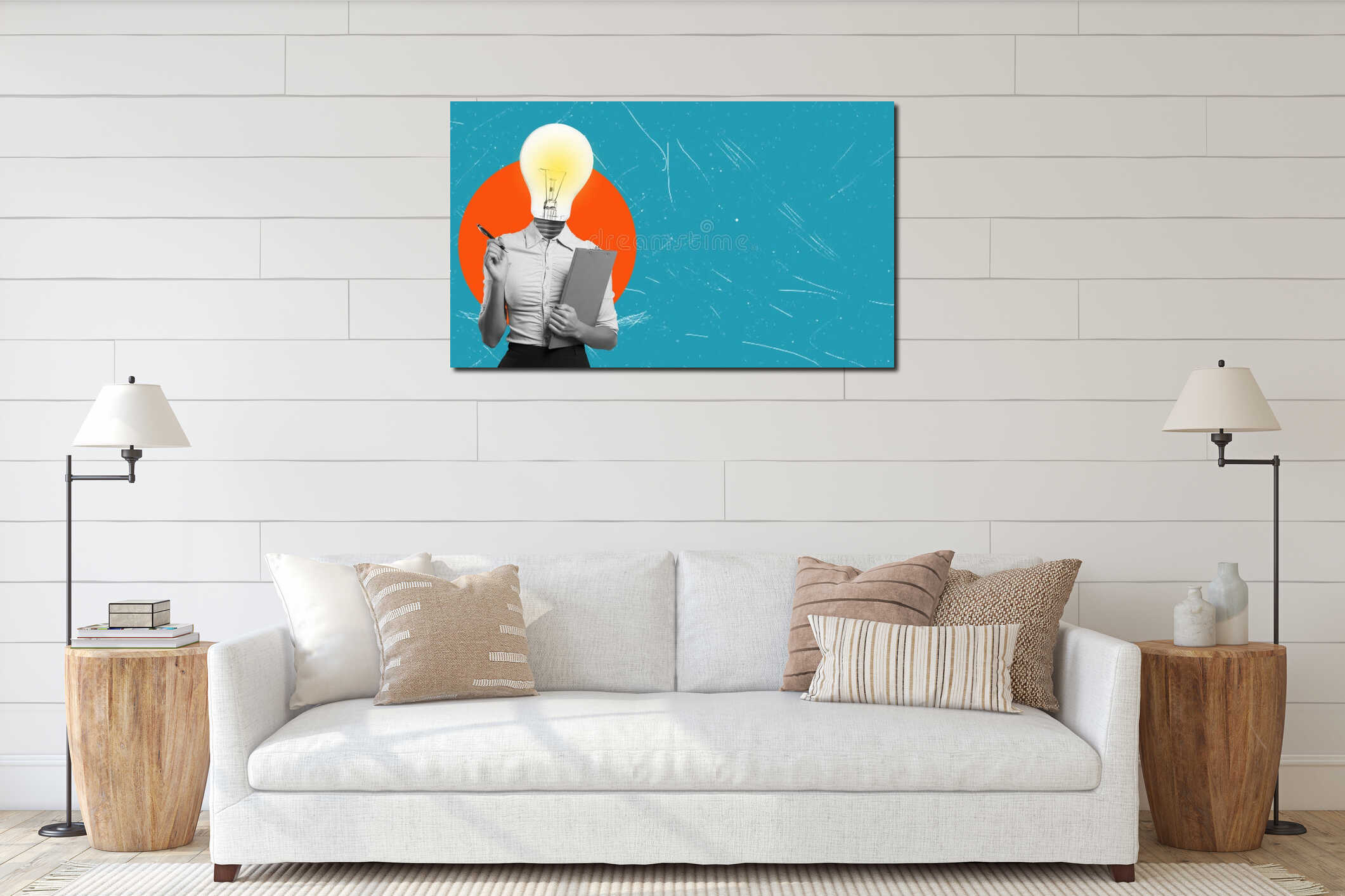 Canvas hanging interior mockup