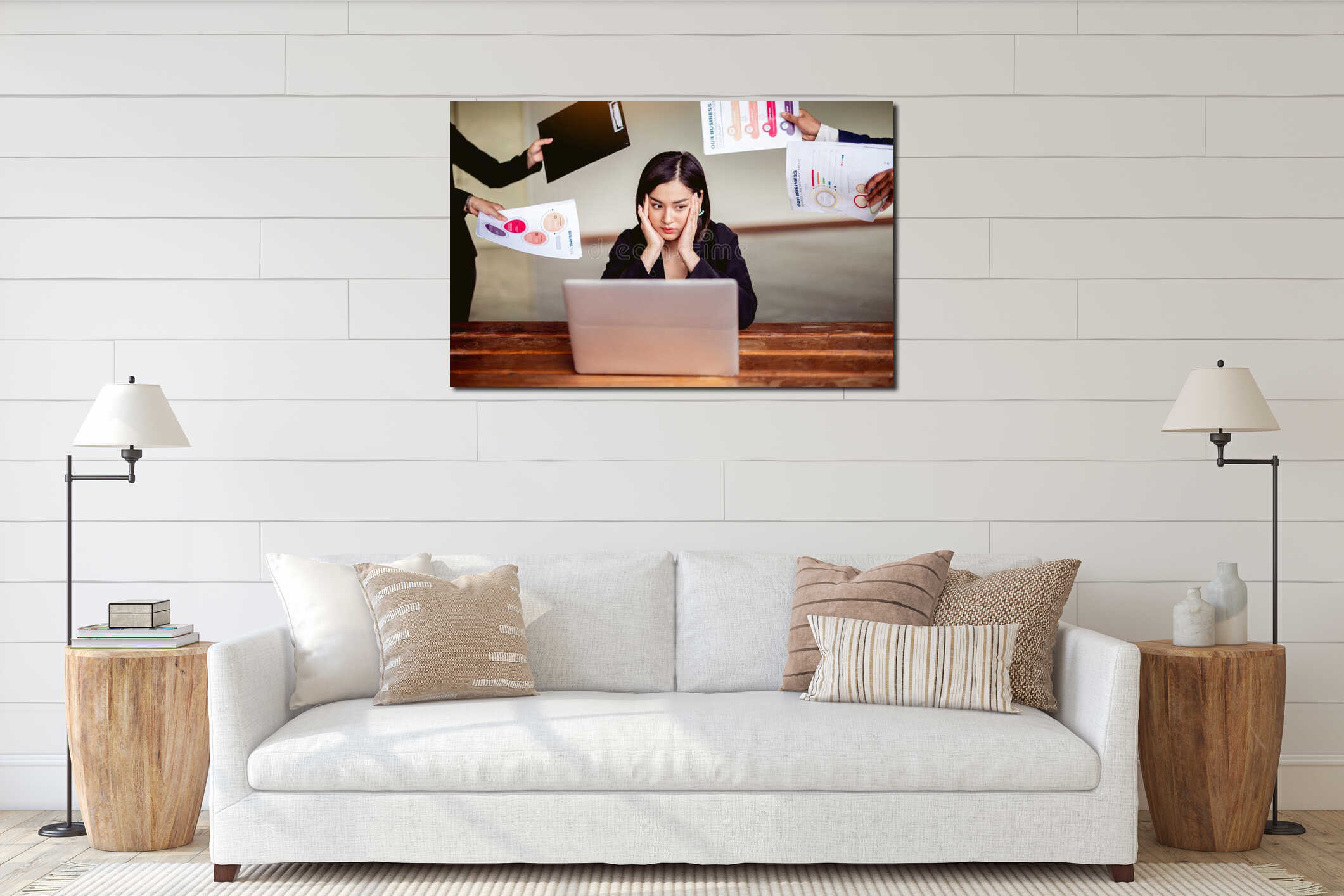 Canvas hanging interior mockup
