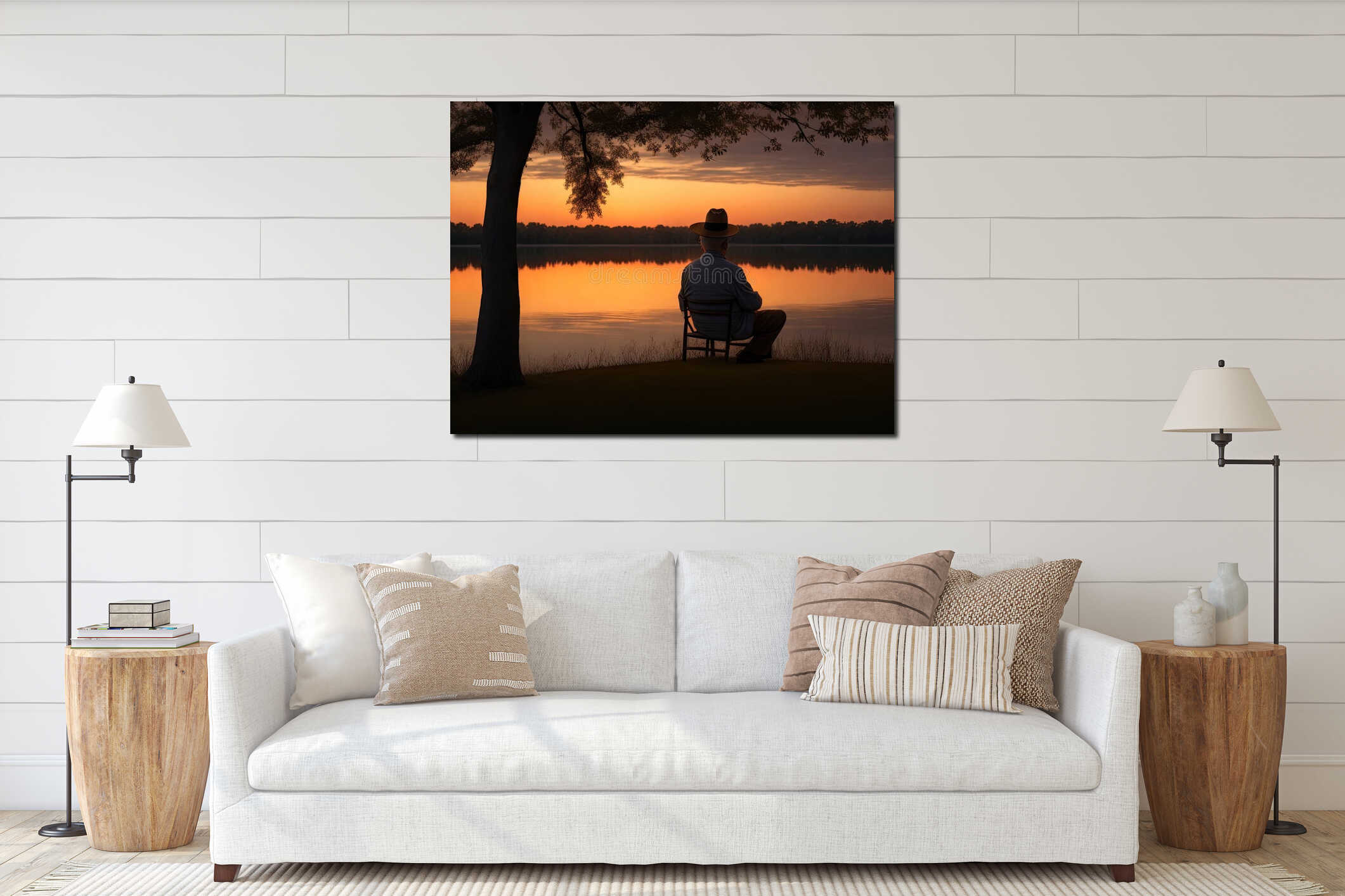 Canvas hanging interior mockup