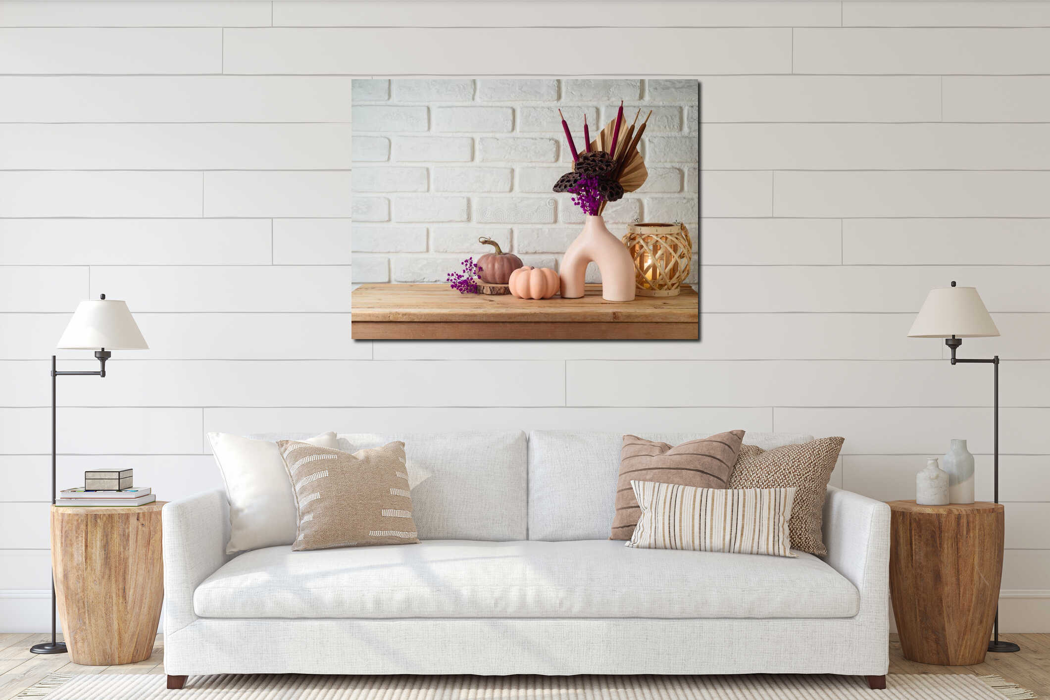 Canvas hanging interior mockup
