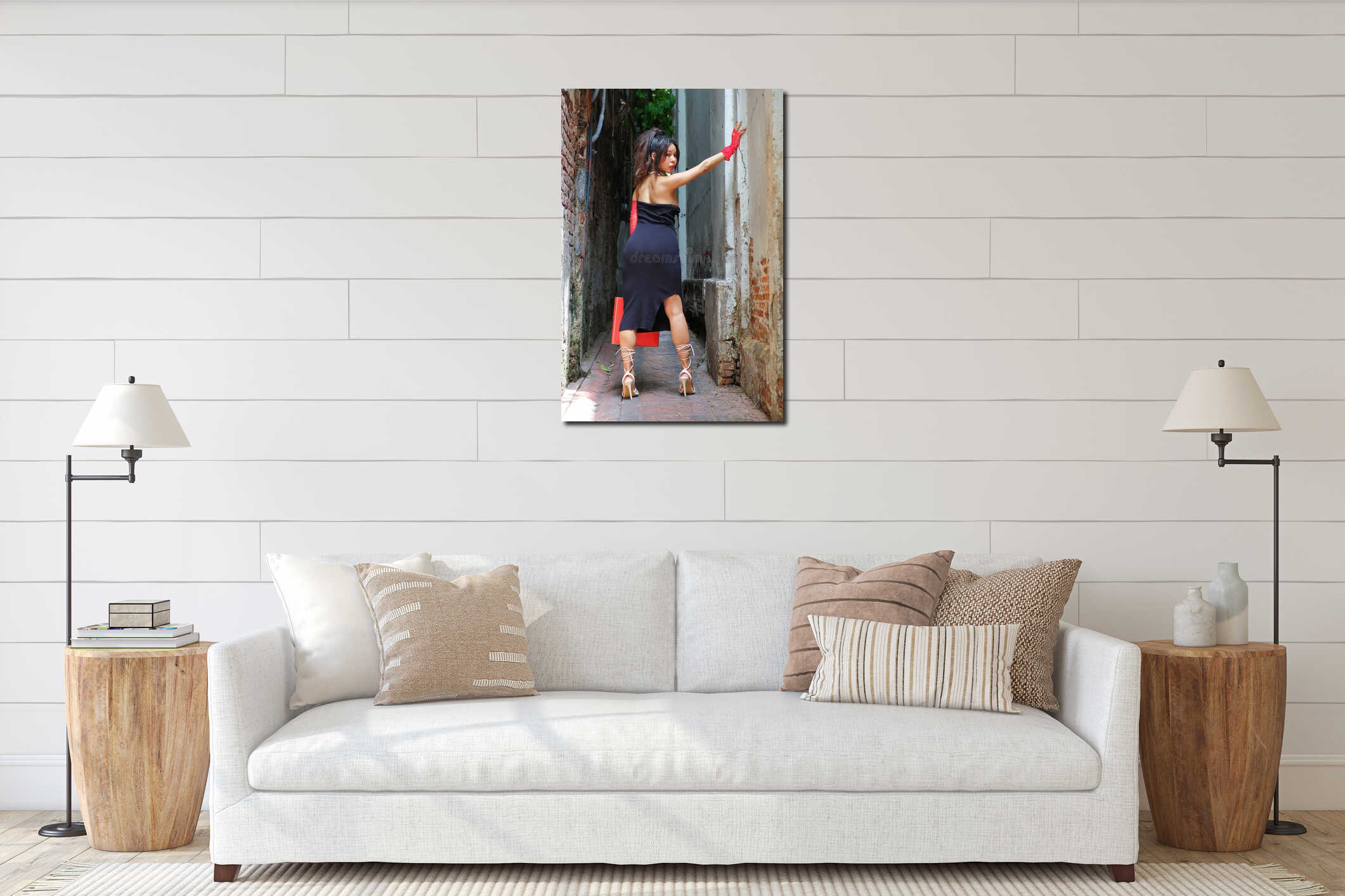 Canvas hanging interior mockup