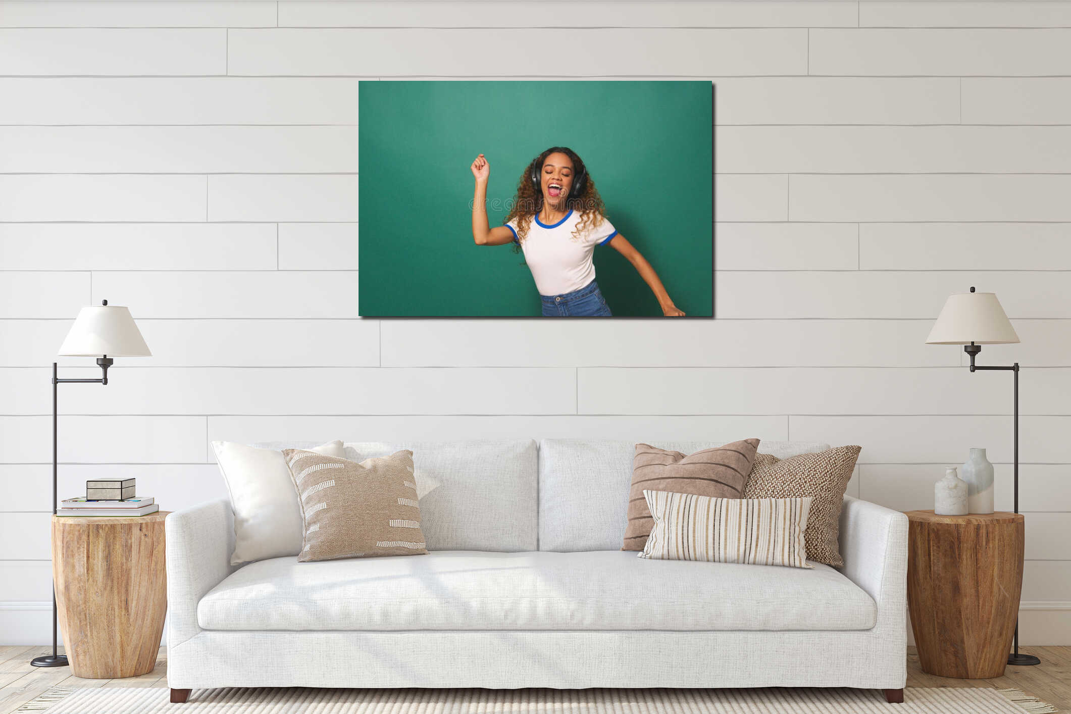 Canvas hanging interior mockup