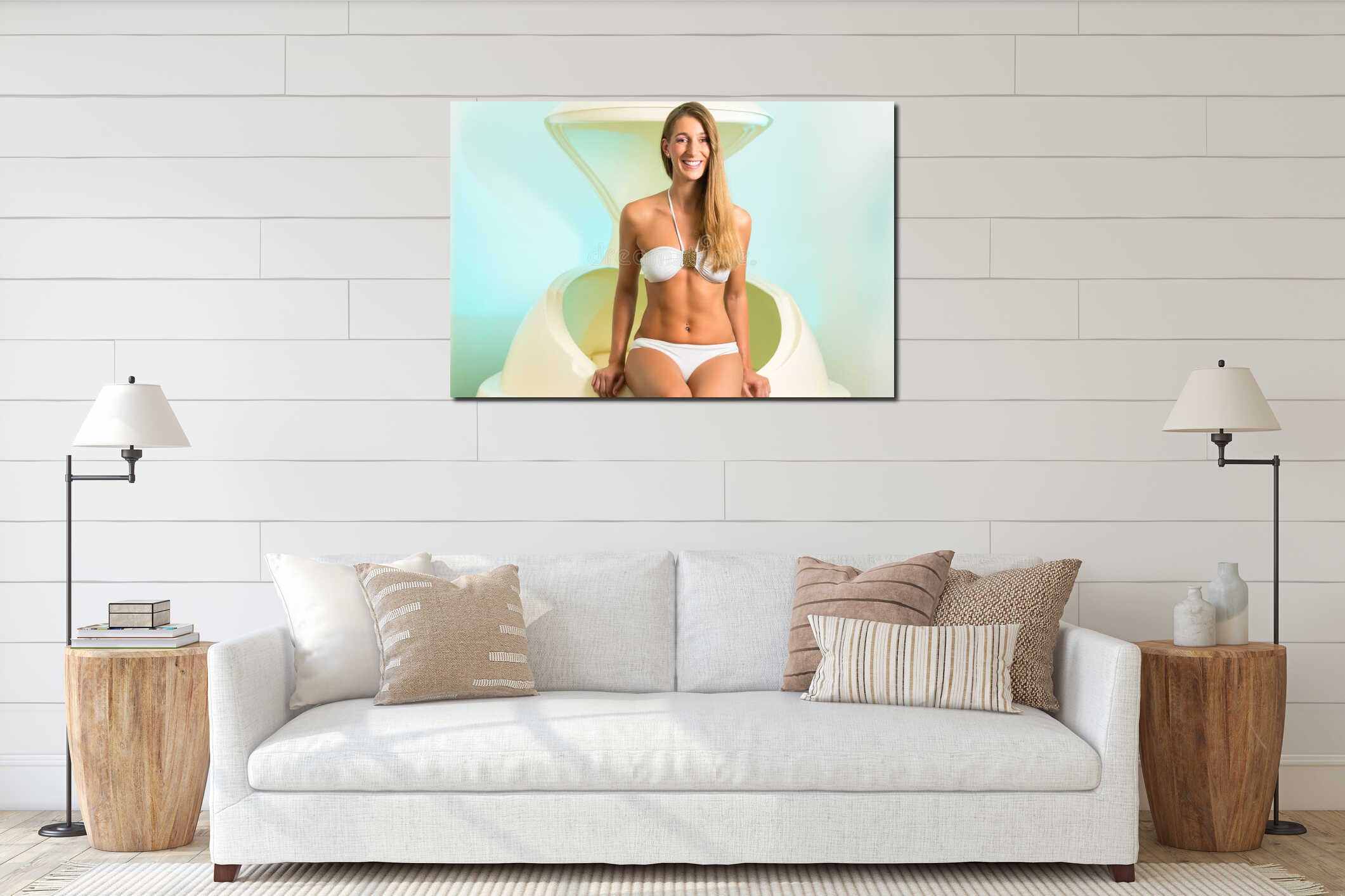 Canvas hanging interior mockup
