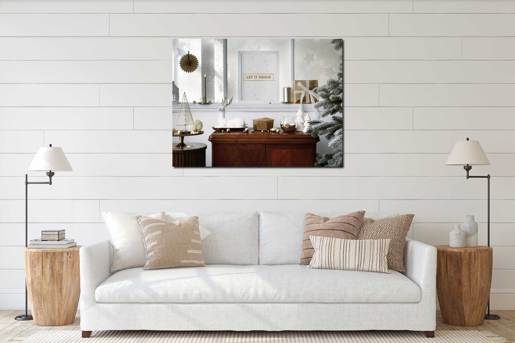 Canvas hanging interior mockup